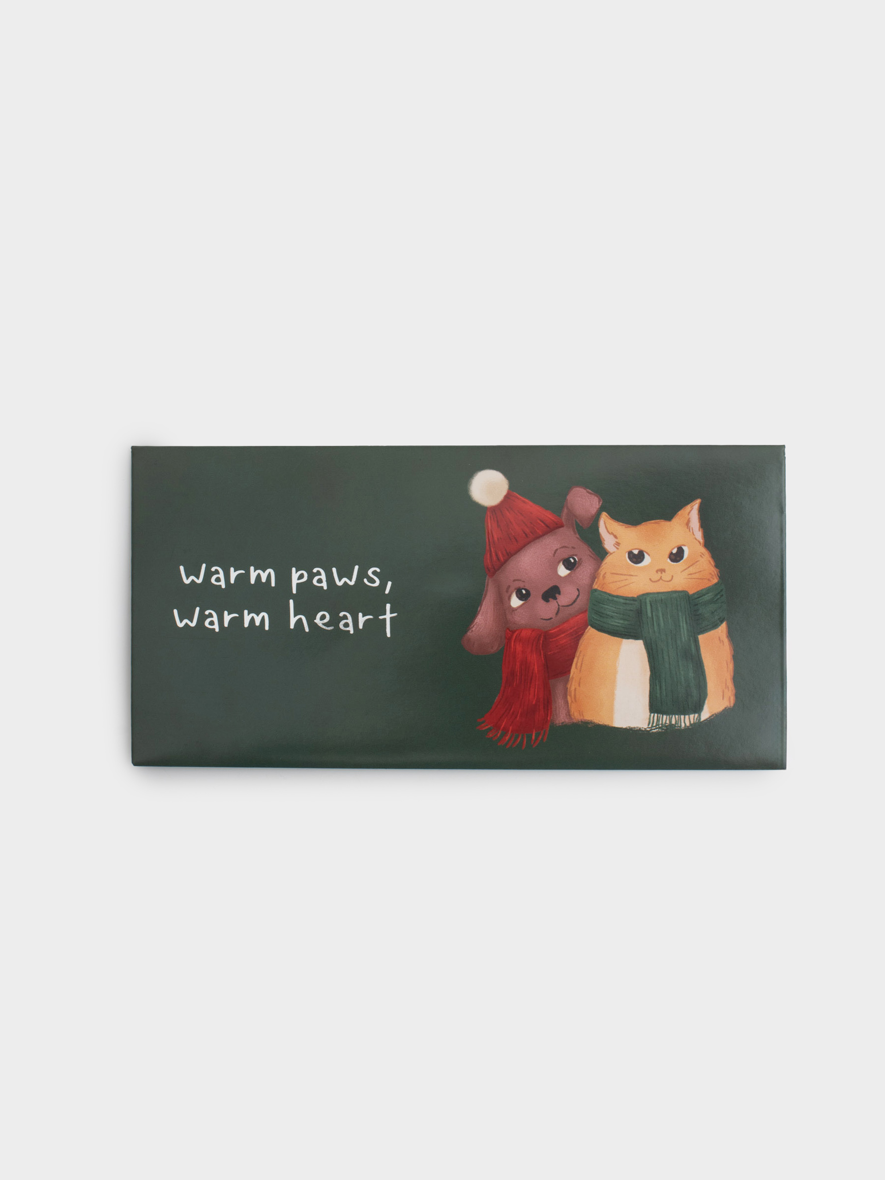 Конверт подарочный, 17х9 см, бумага, зеленый, Кот и собака, Winter friends, image-0