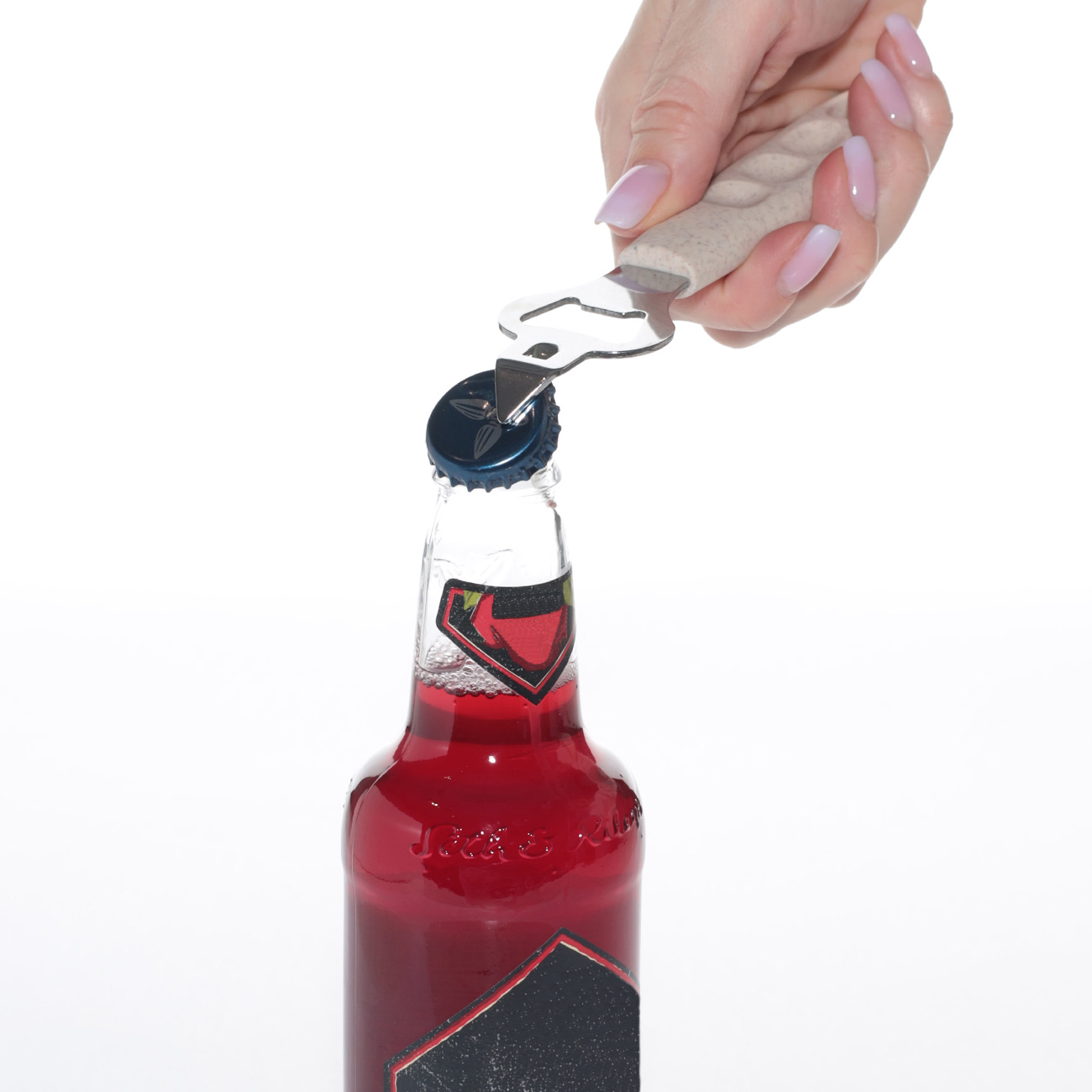Открывалка для бутылок и банок, 18 см, сталь/растительное волокно, бежевая, Deft изображение № 2