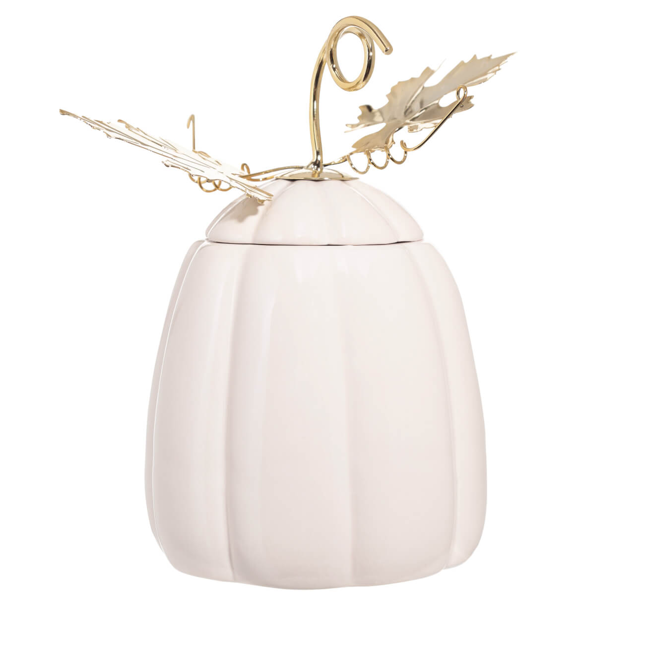 

Емкость для хранения, 8x19 см, керамика/металл, молочная, перламутр, Тыква, Golden glow