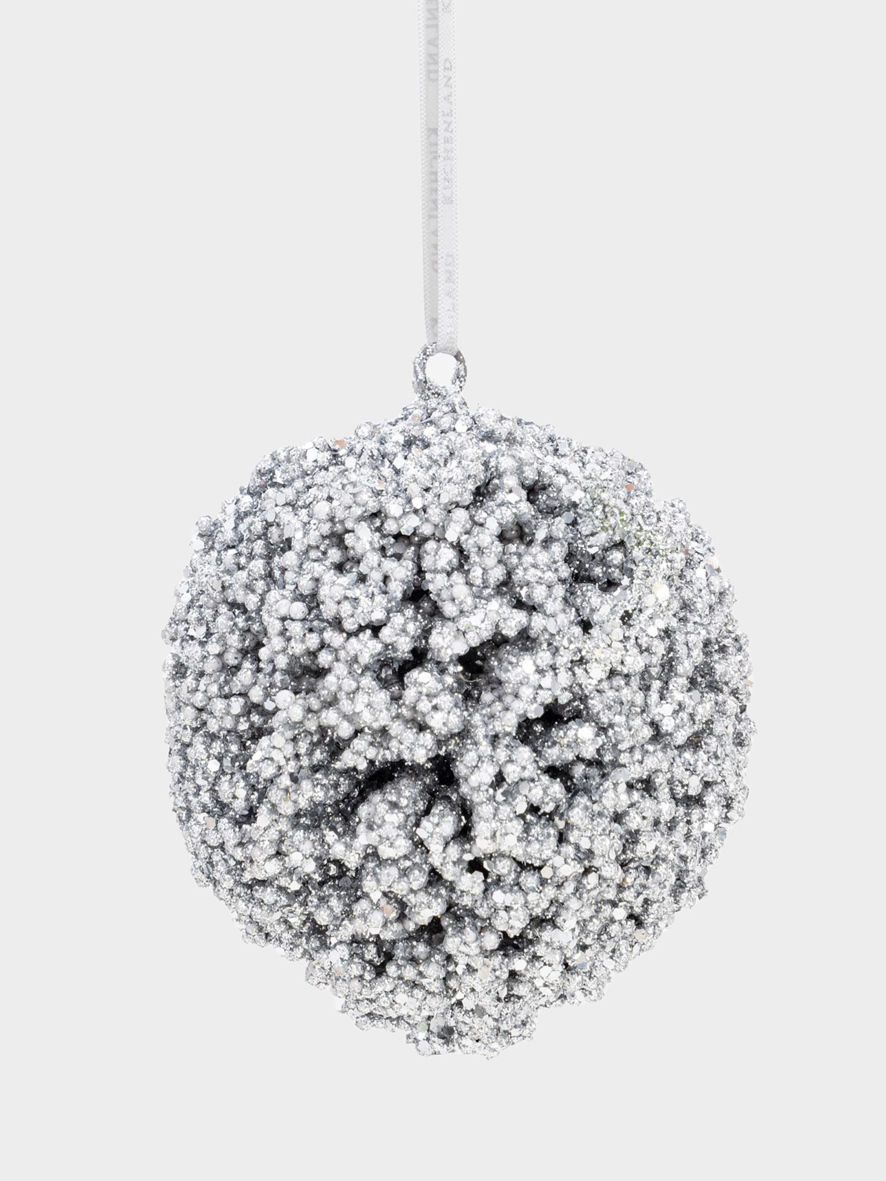 Игрушка елочная, 10 см, пластик/металл, серебристая, Шар, Ball sparkle, image-0