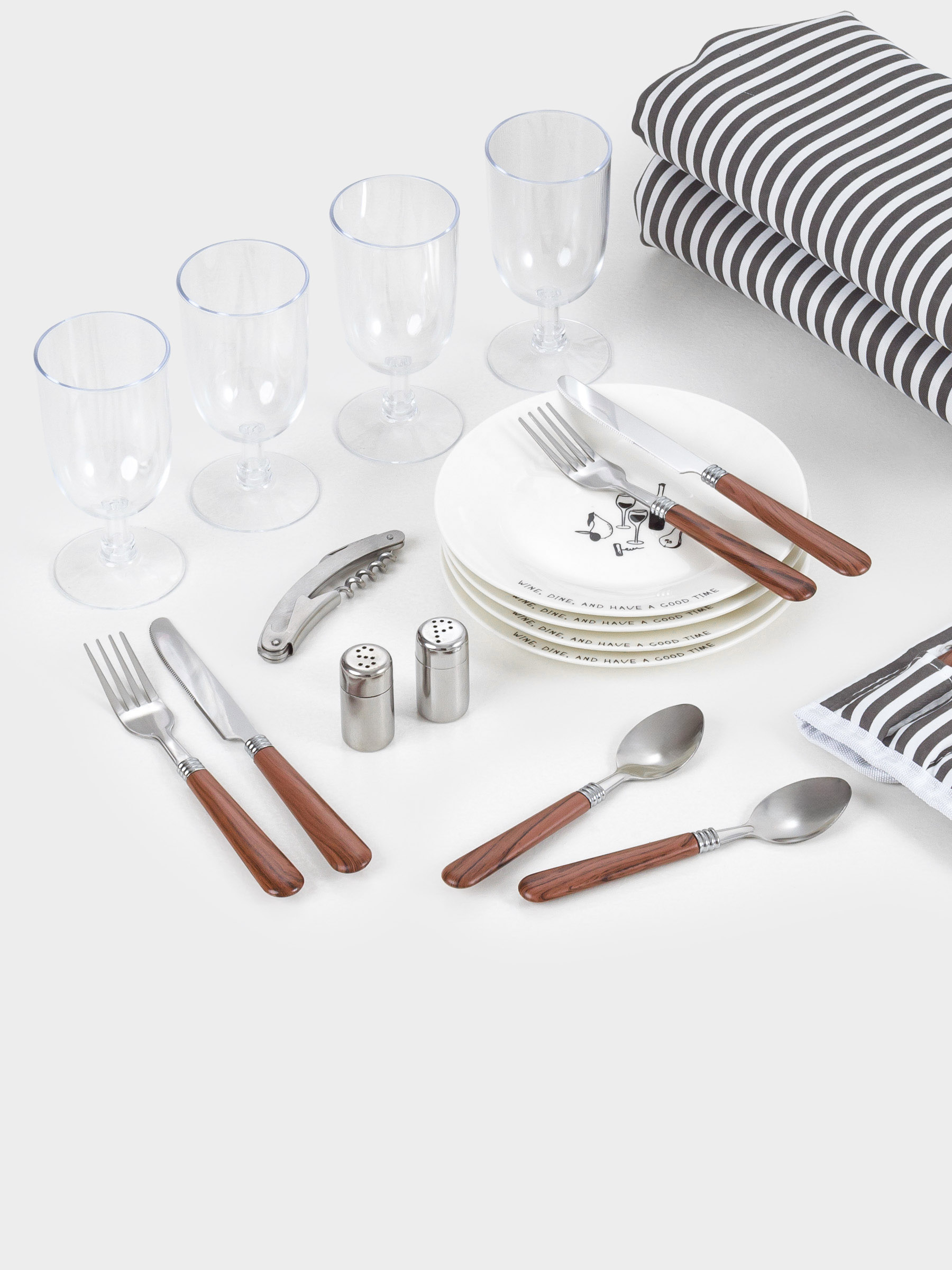 Корзина для пикника, 42х30 см, 4 перс, 25 пр, с пледом, лоза, овальная, коричневая, Picnic, image-5