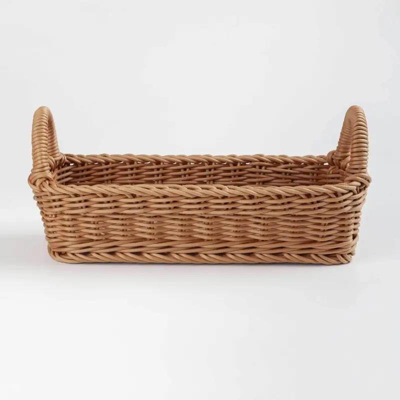 Корзина для продуктов, 28x11 см, с ручками, ротанг, прямоугольная, коричневая, Twig ,image-0