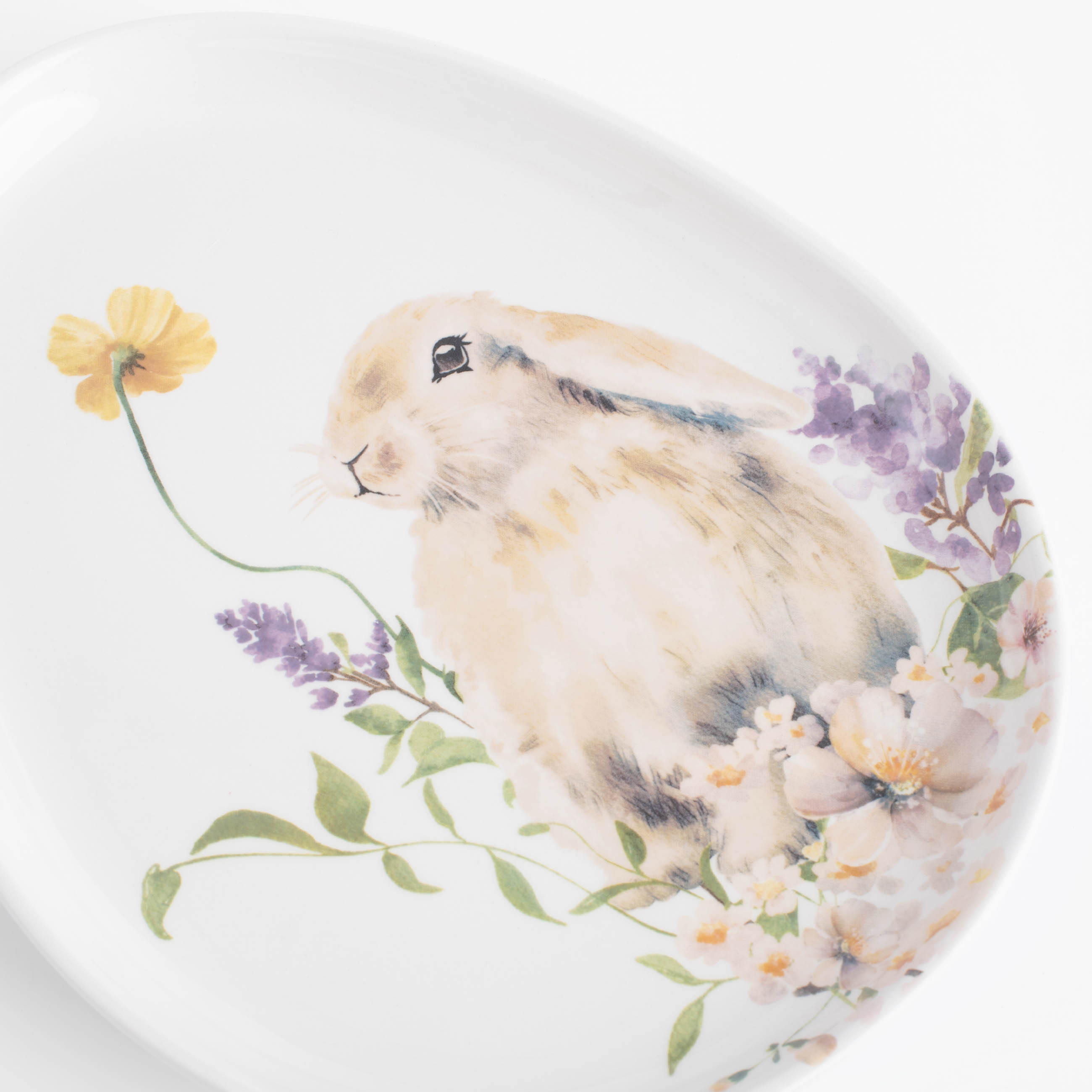 Блюдо, 25х20 см, керамика, белое, Яйцо, Кролик в цветах, Easter изображение № 5
