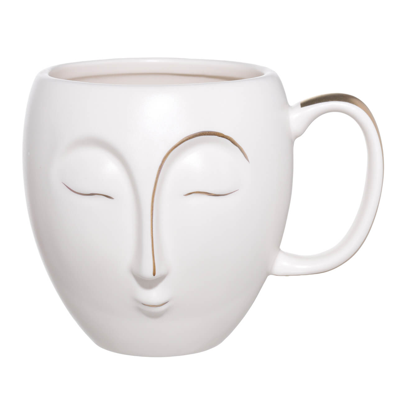 кружка ahmad tea great britain 370 мл керамика с символами лондона Кружка, 680 мл, керамика, молочно-золотистая, Лицо, Face