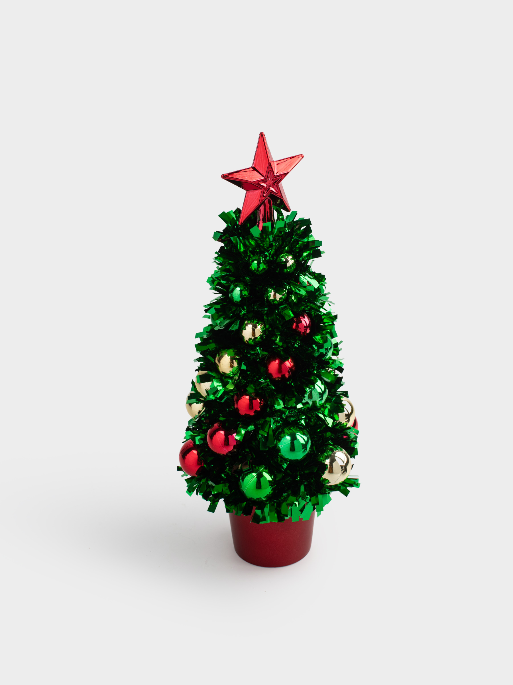 Ель искусственная, 29 см, мишура/пластик, зеленая, Ель с шарами, Tinsel christmas, image-5