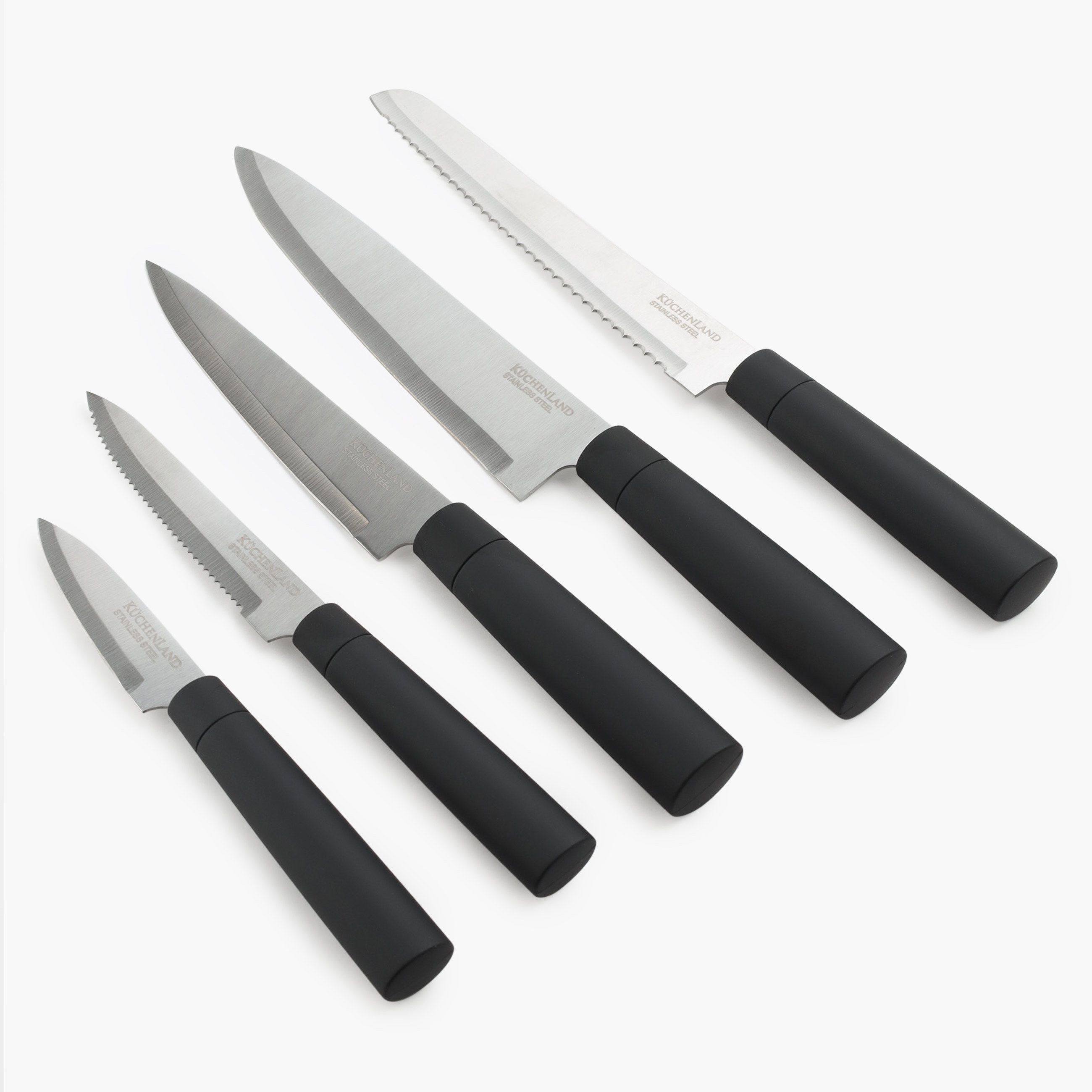 Набор ножей, 5 пр, в подставке, сталь/пластик, черный, Vitality изображение № 2