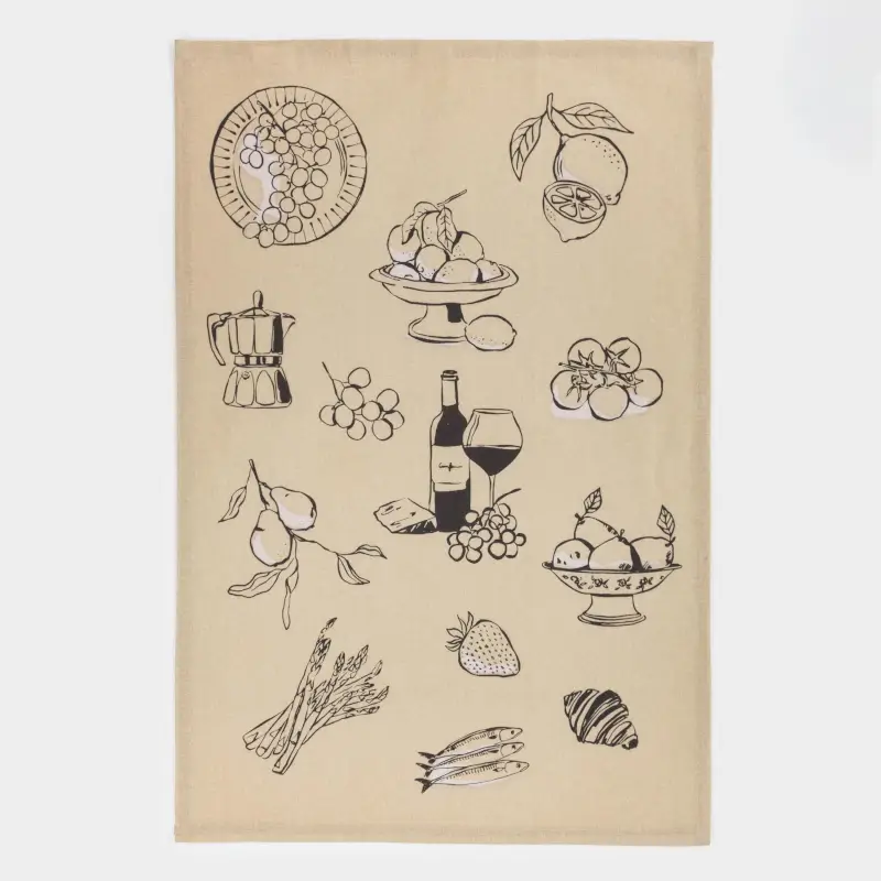 Полотенце кухонное, 40х60 см, хлопок, песочное, Летняя трапеза, Kitchen art ,image-0