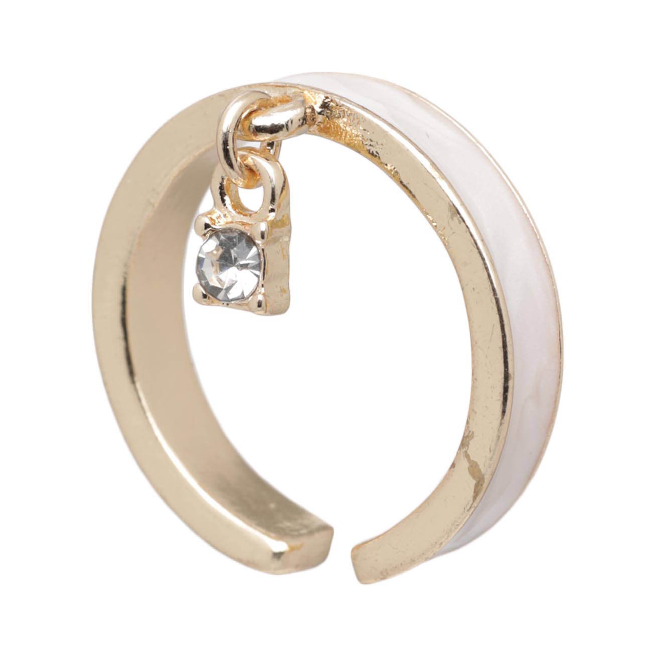 Кольцо, р. S-M, единый размер, с подвеской, металл, золотисто-бежевое, Pearl изображение № 2