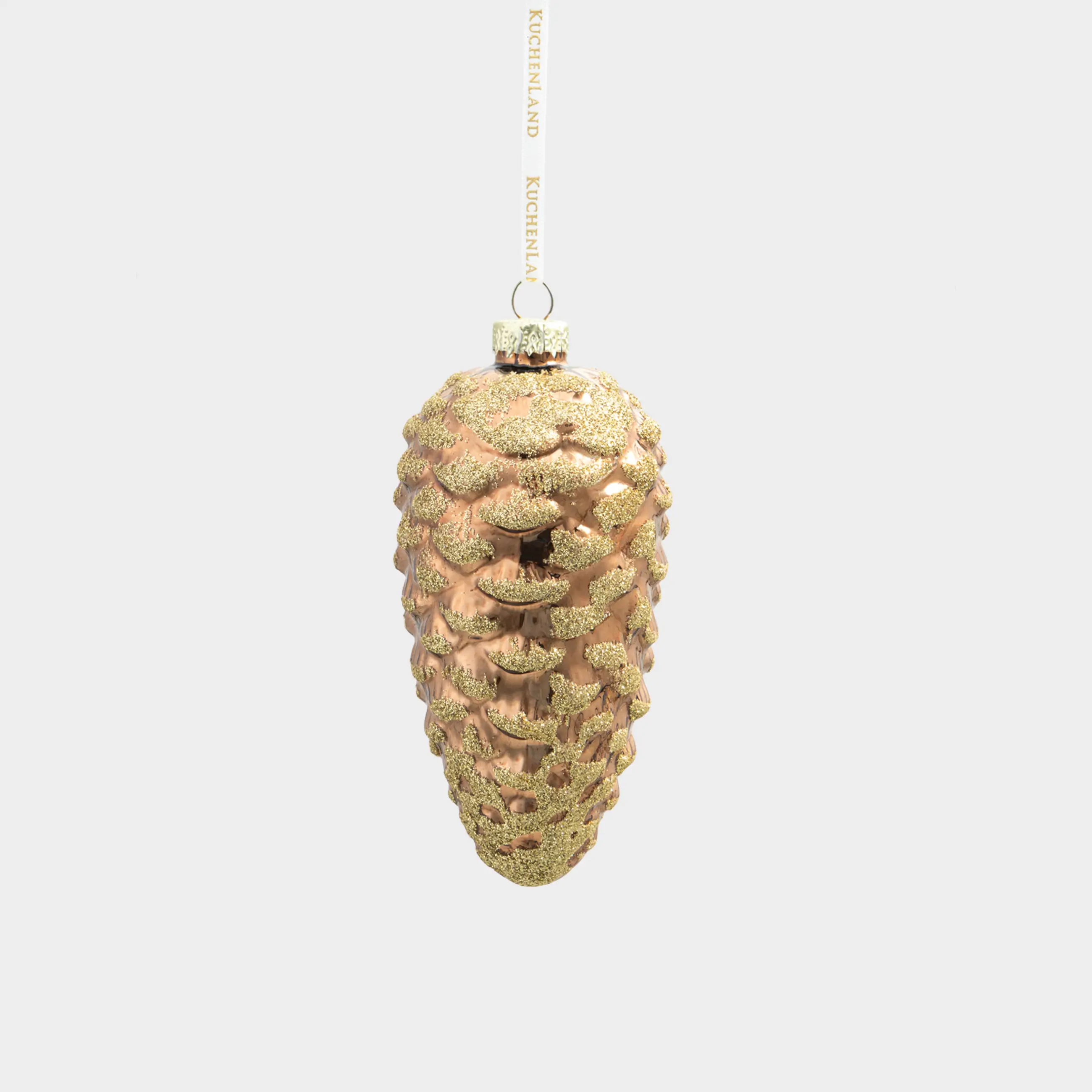 Игрушка елочная, 12 см, стекло, с блестками, коричневая, Шишка, Pine christmas