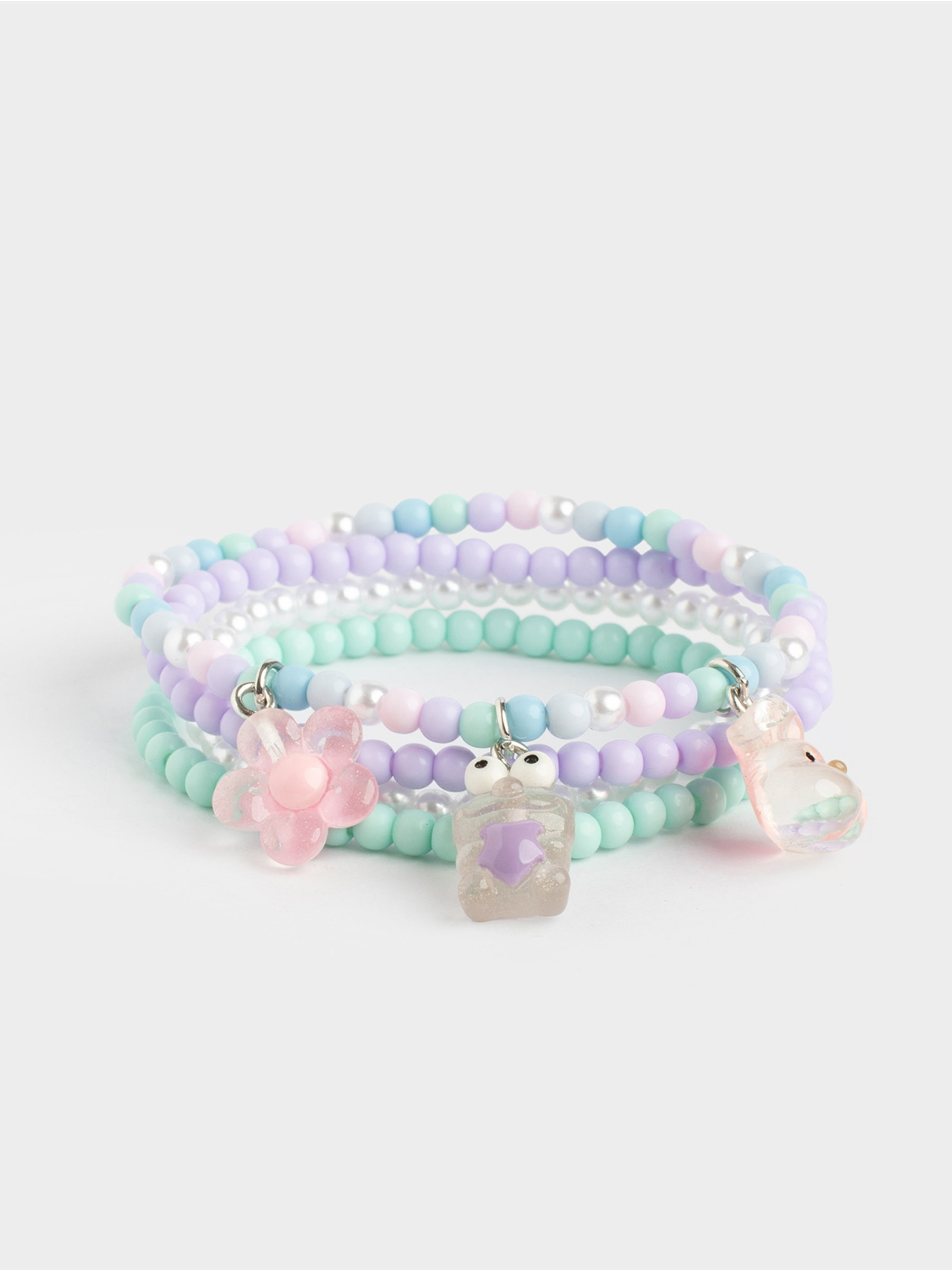 Набор браслетов, 18 см, 4 шт, детский, пластик, цветной, Pearl color