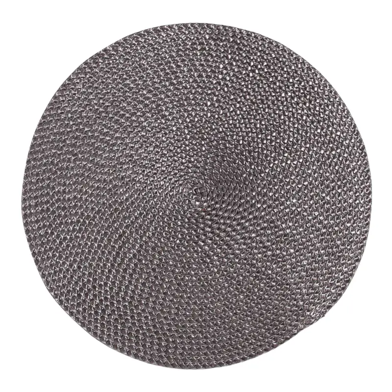 Салфетка под приборы, 38 см, полипропилен/ПЭТ, круглая, коричневая, Circle braid, image-0