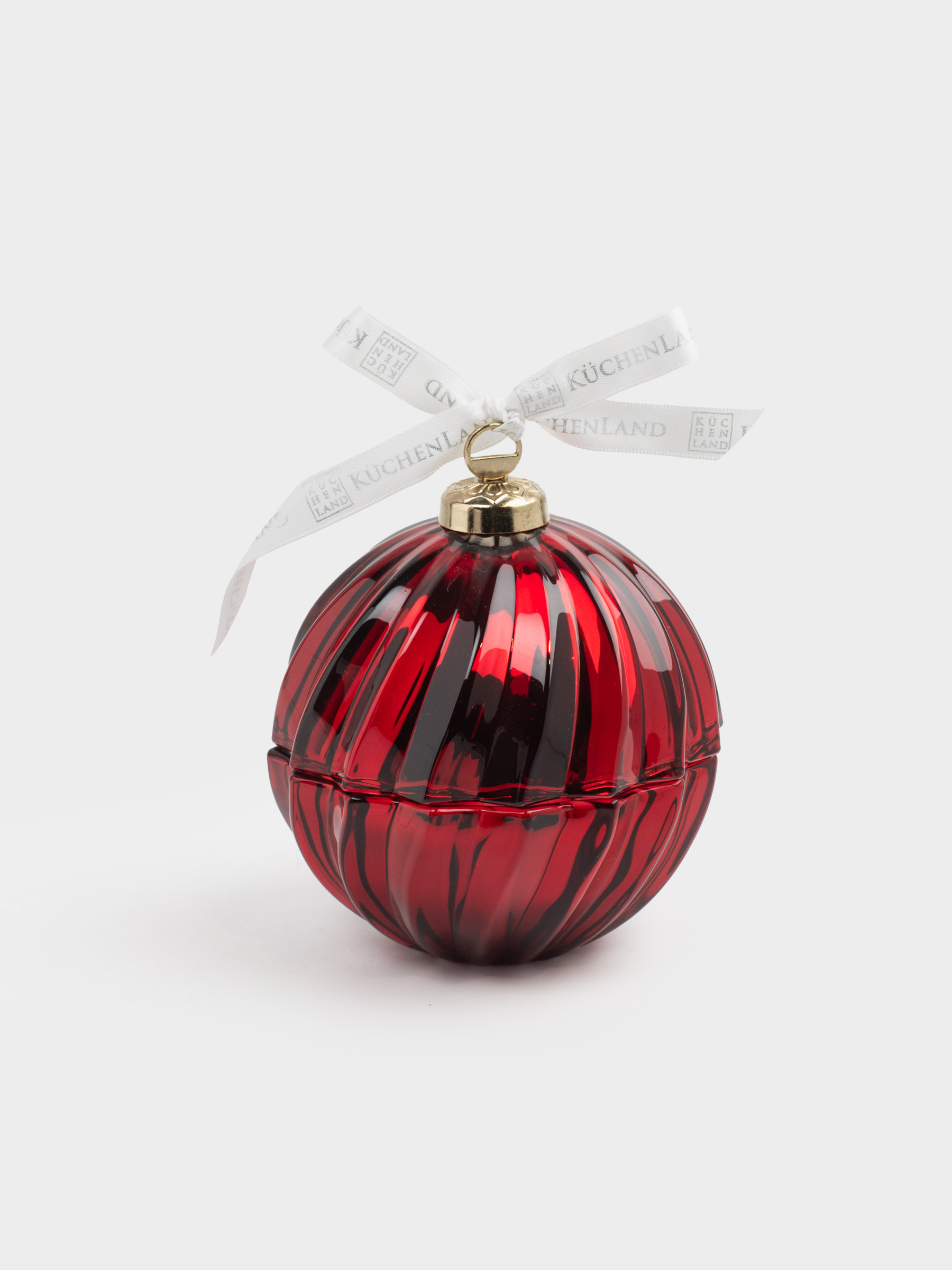 Емкость для хранения, 13х11 см, 170 мл, стекло Р/металл, красная, Шар, Christmas storage, image-0