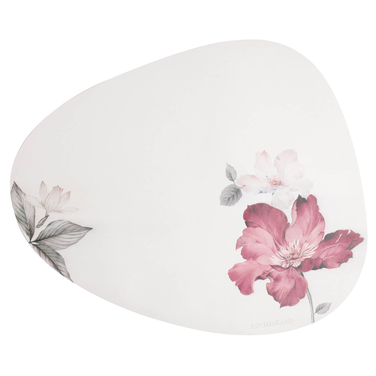 Салфетка под приборы, 37x45 см, ПВХ, фигурная, белая, Цветок и листья, Rock print цветок гипсофила белая 0 3г агрони
