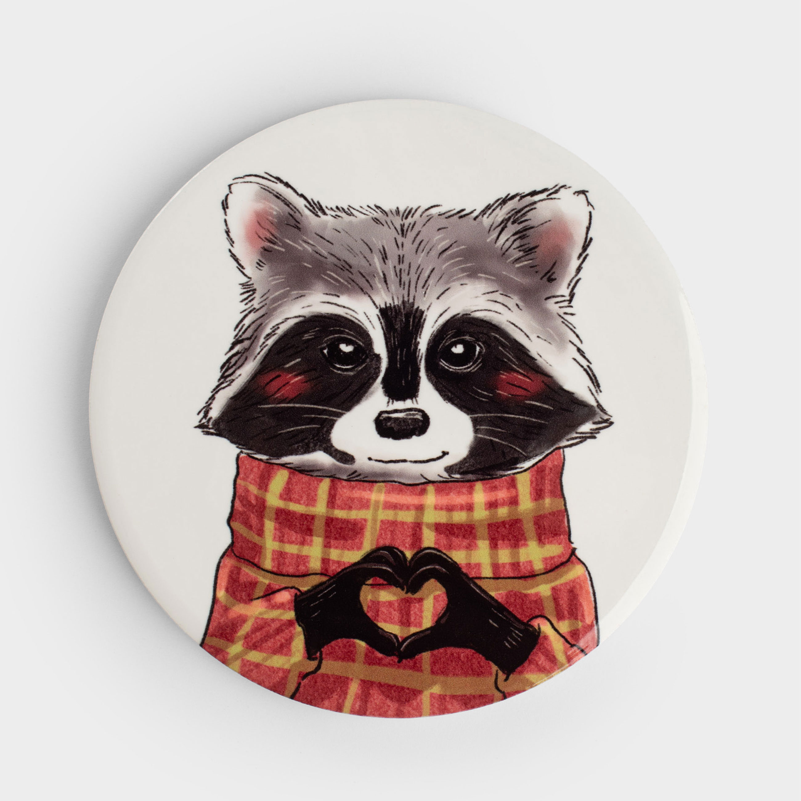 Подставка под кружку 11 см круглая керамикапробка белая Енот Raccoon 269₽