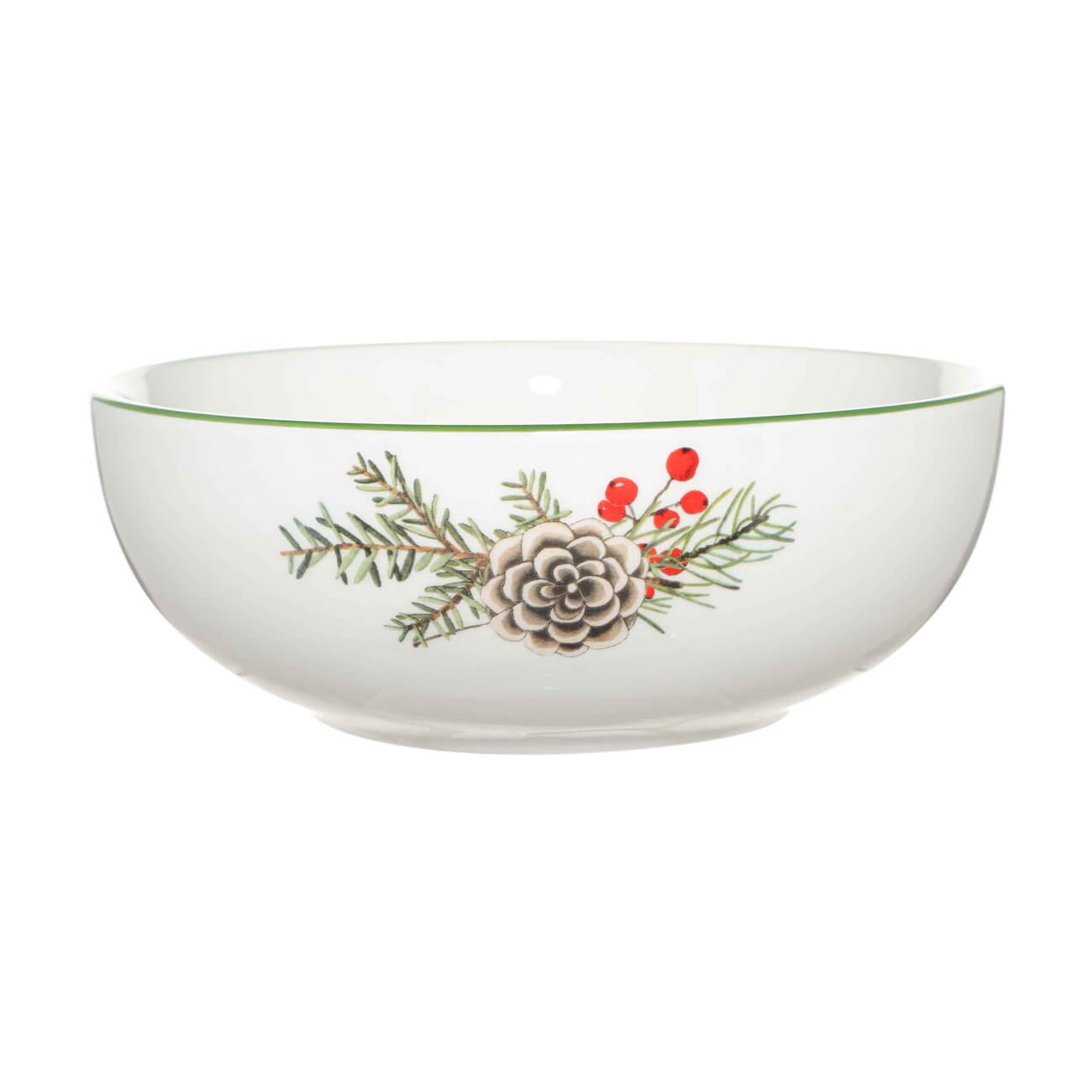 

Салатник, 15х6 см, керамика, Часы и снегирь, Christmas green