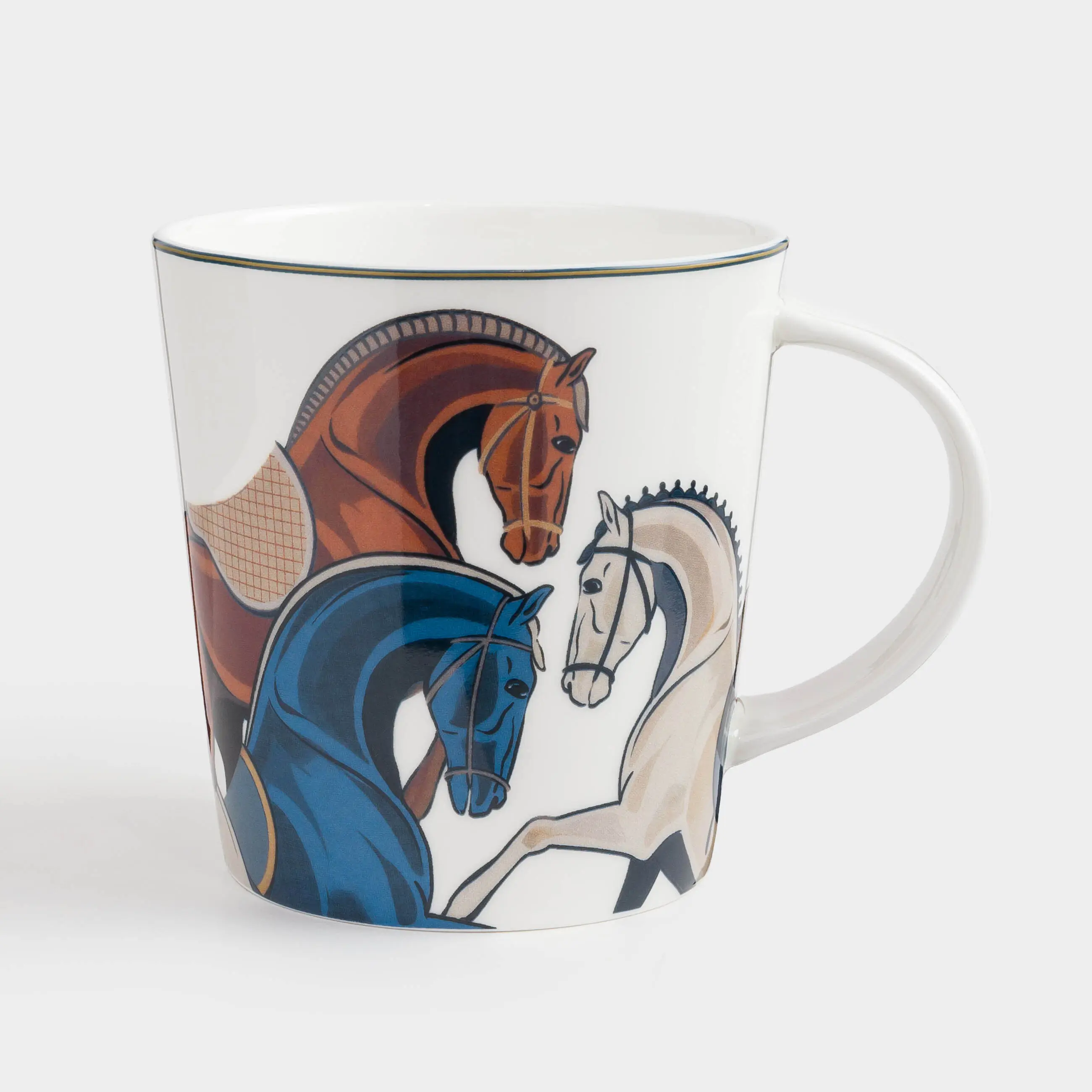 Кружка, 450 мл, фарфор F, белая, Кони, Horse, image-0