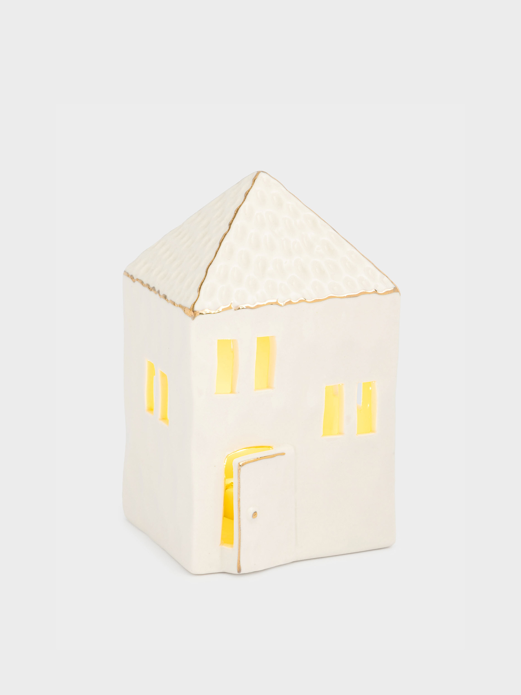 Статуэтка с подсветкой, 12 см, фарфор P, бело-золотистая, Дом, House shape, image-0