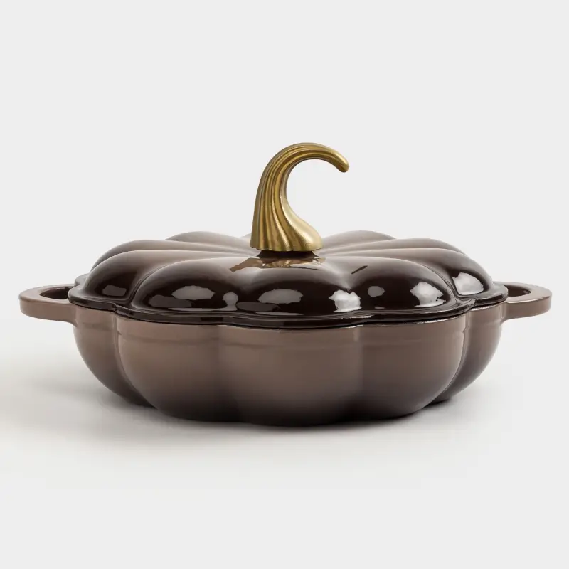 Сотейник, 26 см, 2,3 л, с крышкой, чугун, коричневый, Тыква, Gourd ,image-0
