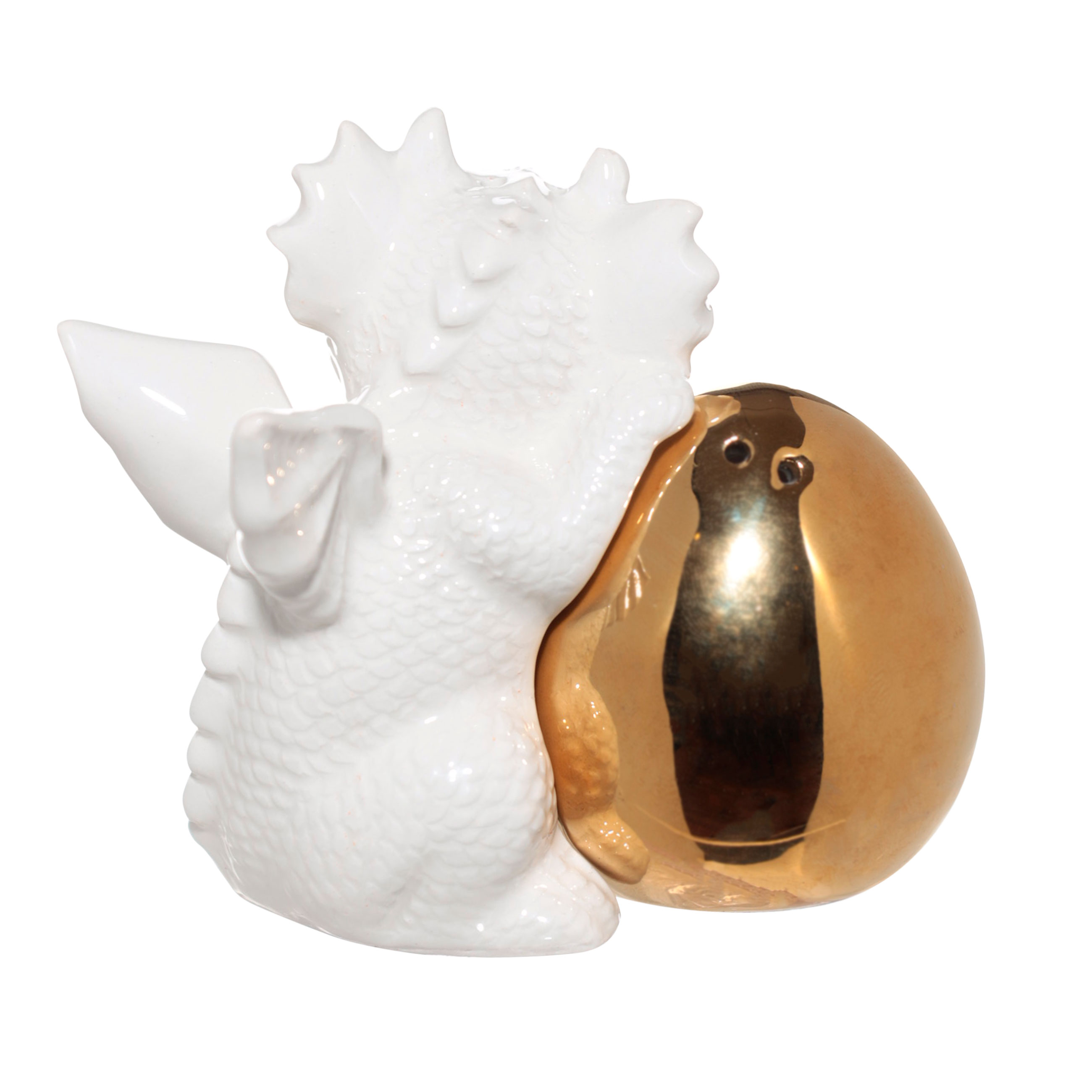Набор для соли и перца, 9 см, с магнитом, керамика, золотистый/белый, Дракон и яйцо, Dragon cute изображение № 2