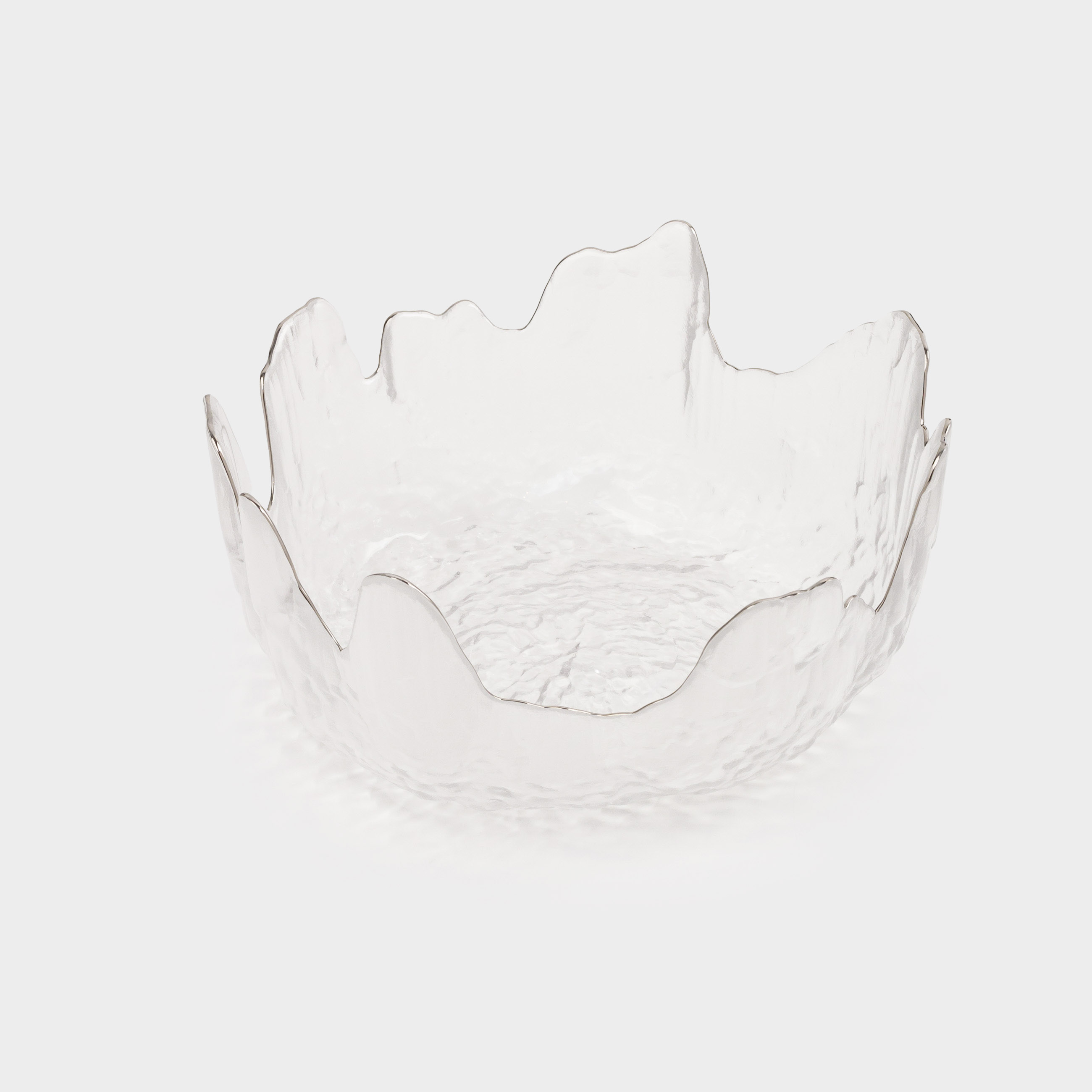 Салатник, 20х9 см, 1,1 л, стекло, с серебристым кантом, Nautilus silver, image-1