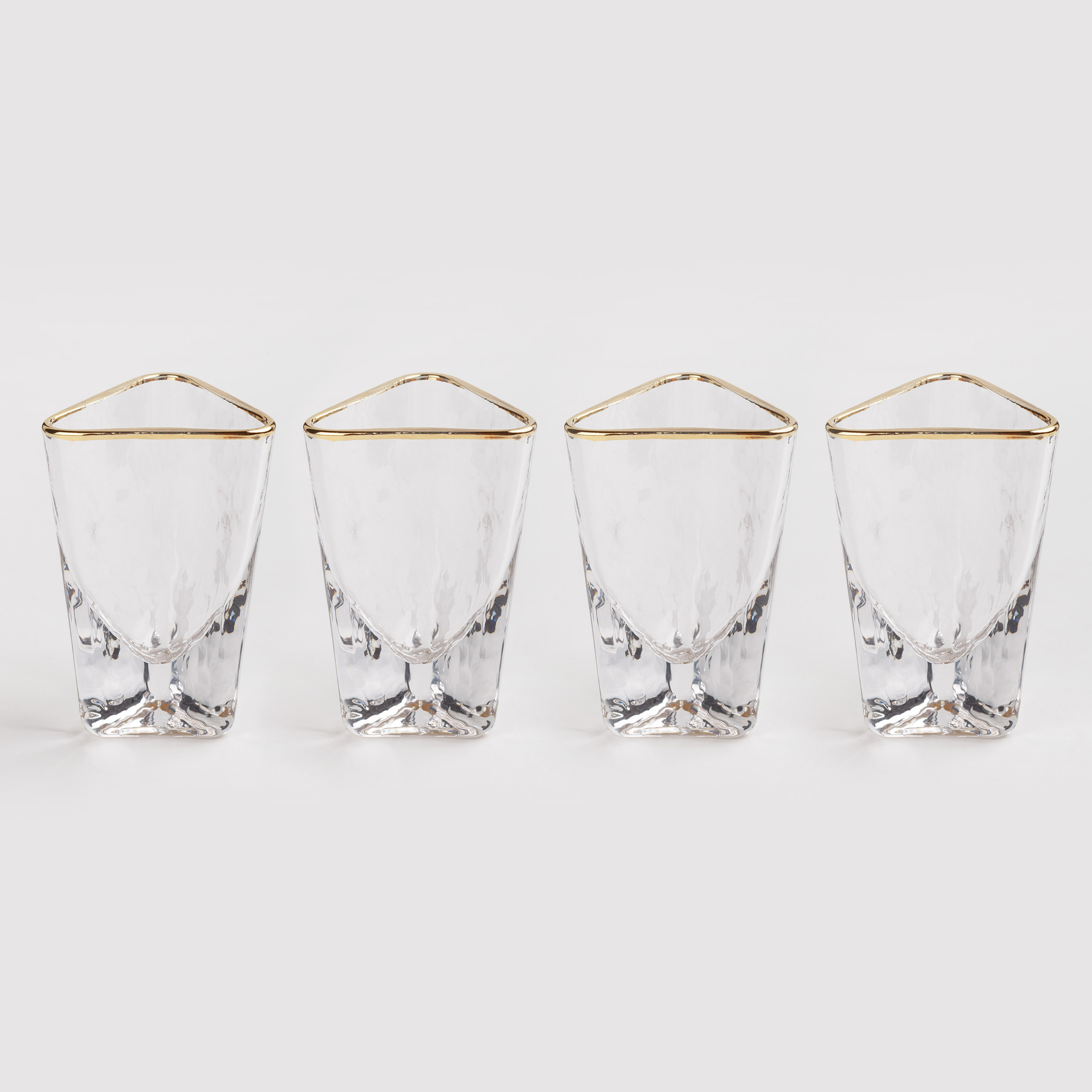Стопка для водки, 40 мл, 4 шт, стекло, золотистый кант, Triangle Gold, image-0