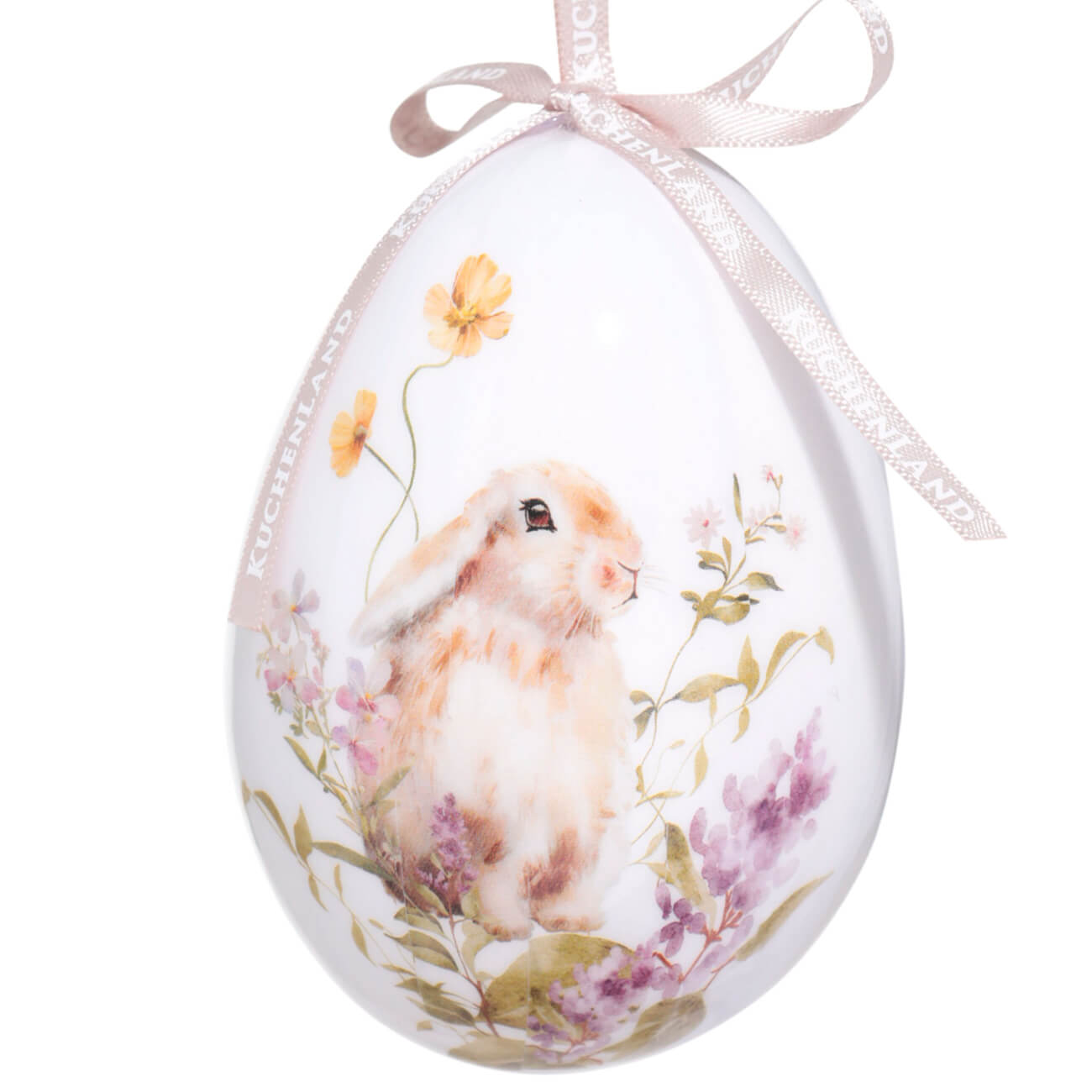 Подвеска, пасхальное яйцо, 10 см, пенопласт, Кролик в цветах, Easter
