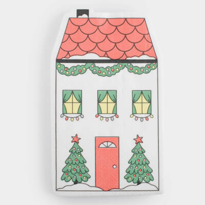 Салфетки бумажные, 33х33 см, 20 шт, фигурные, белые, Новогодний дом, House built ,image-0