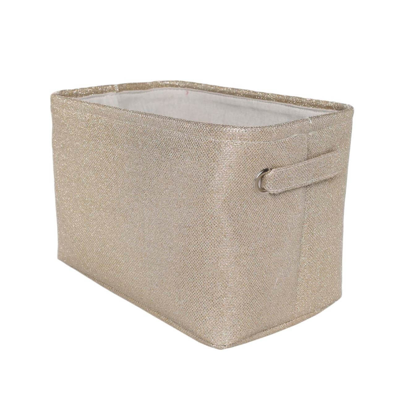 

Корзина для хранения, 32x22x22 см, с ручками, полиэстер, прямоугольная, золотистая, Ideally