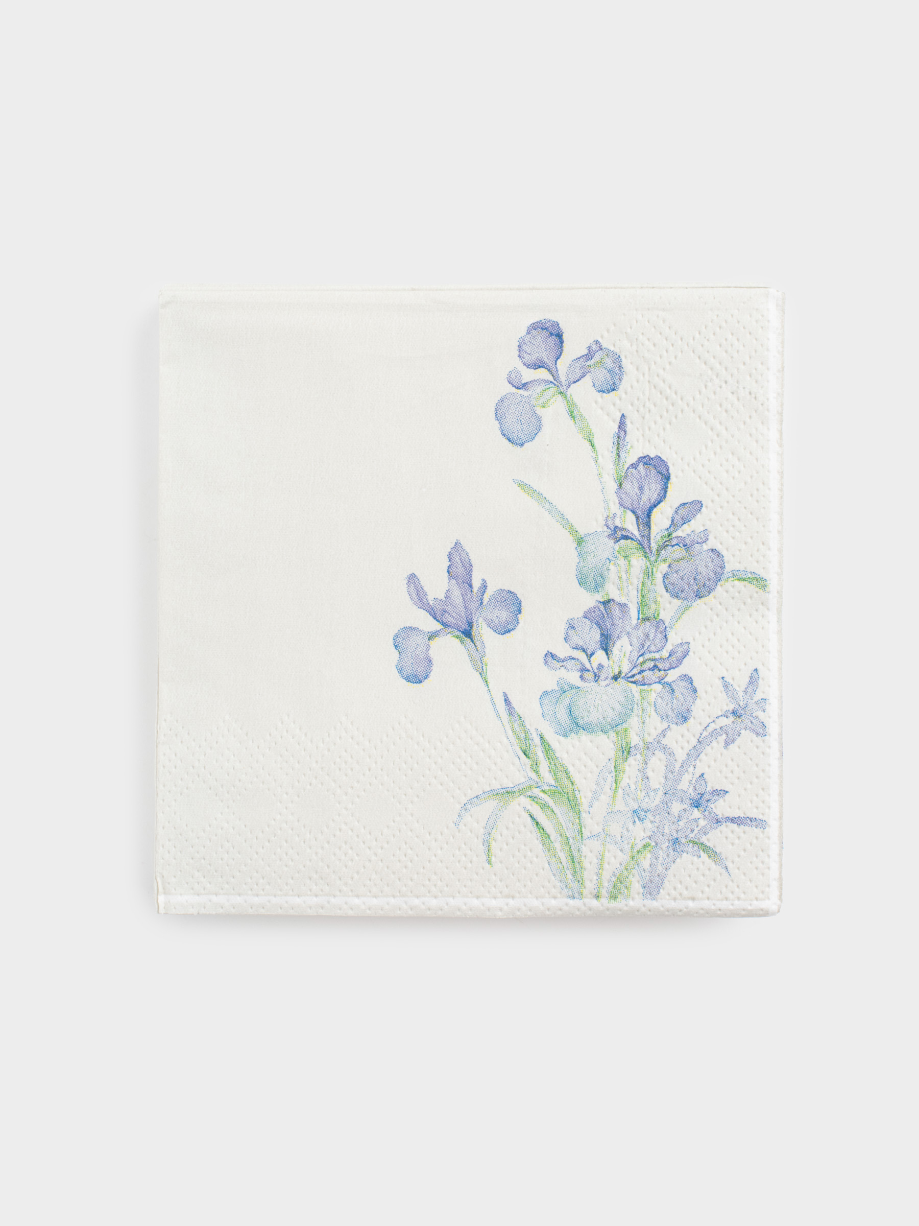 Салфетки бумажные, 21х21 см, 20 шт, квадратные, белые, Ирисы, Iris garden, image-0