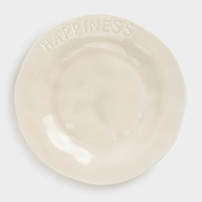 Тарелка десертная, 20 см, фарфор P, молочная, Happiness, Crumple words ,image-0