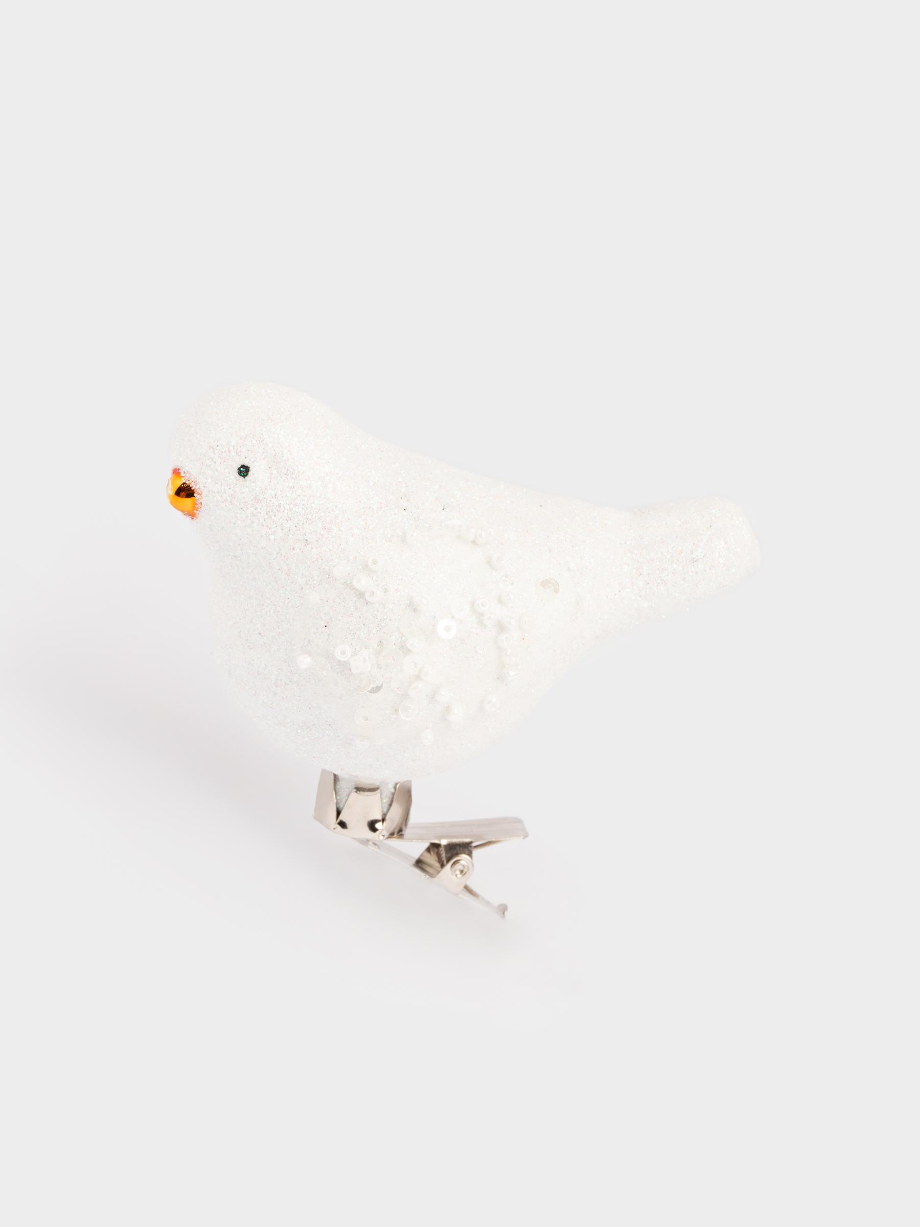 Игрушка елочная, 9 см, на клипсе, стекло/металл, белая, Птичка, Figure sparkle, image-1