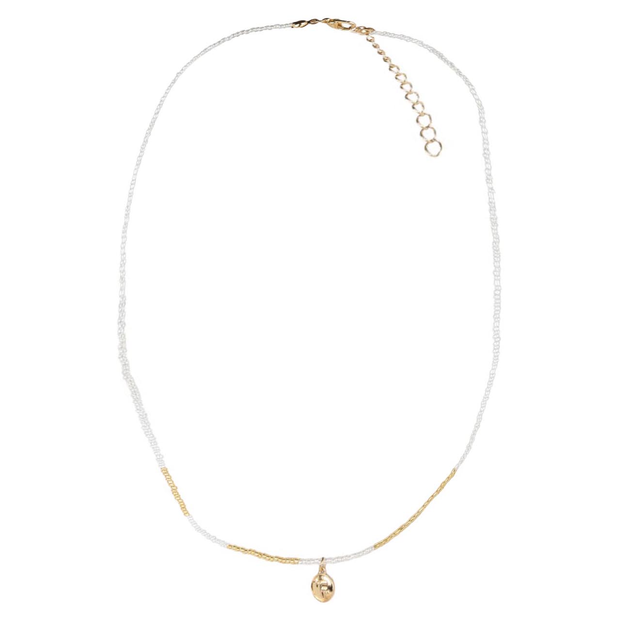 

Цепочка, 15 см, с подвеской, металл/пластик, золотисто-белая, Jewelry