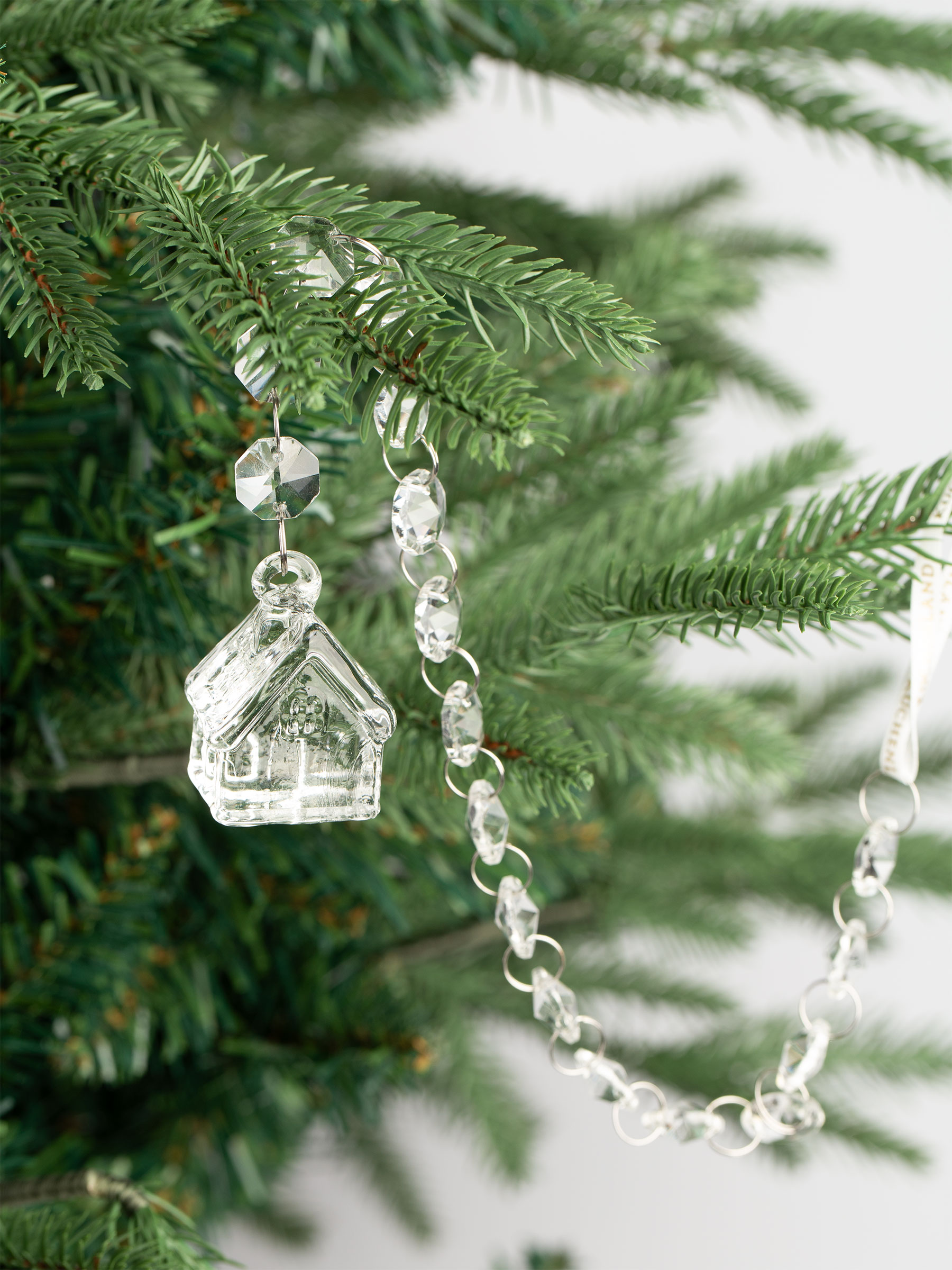 Игрушка елочная, 40 см, стекло, Домик на бусинах, Ice crystal, image-3
