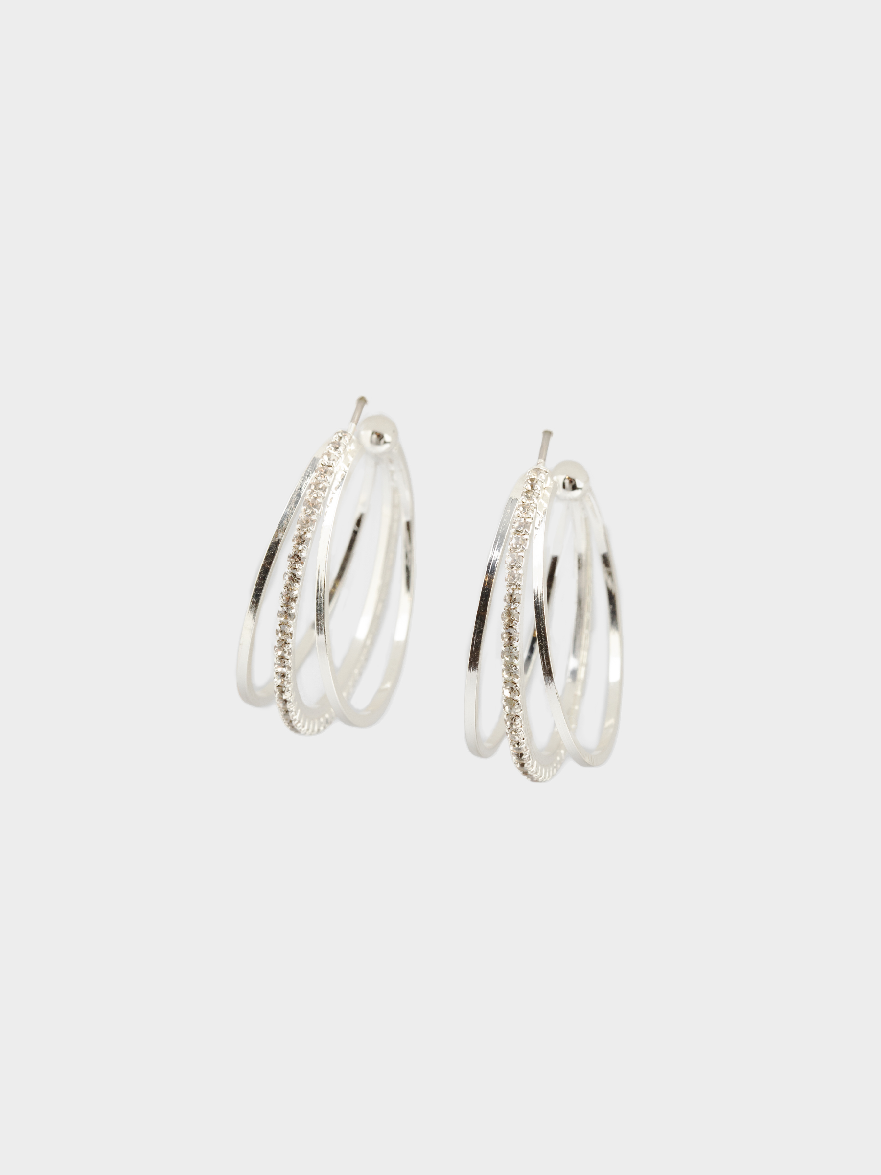 Серьги-пусеты, 3 см, 2 шт, металл/стразы, серебристые, Кристаллы, Jewelry crystal, image-0