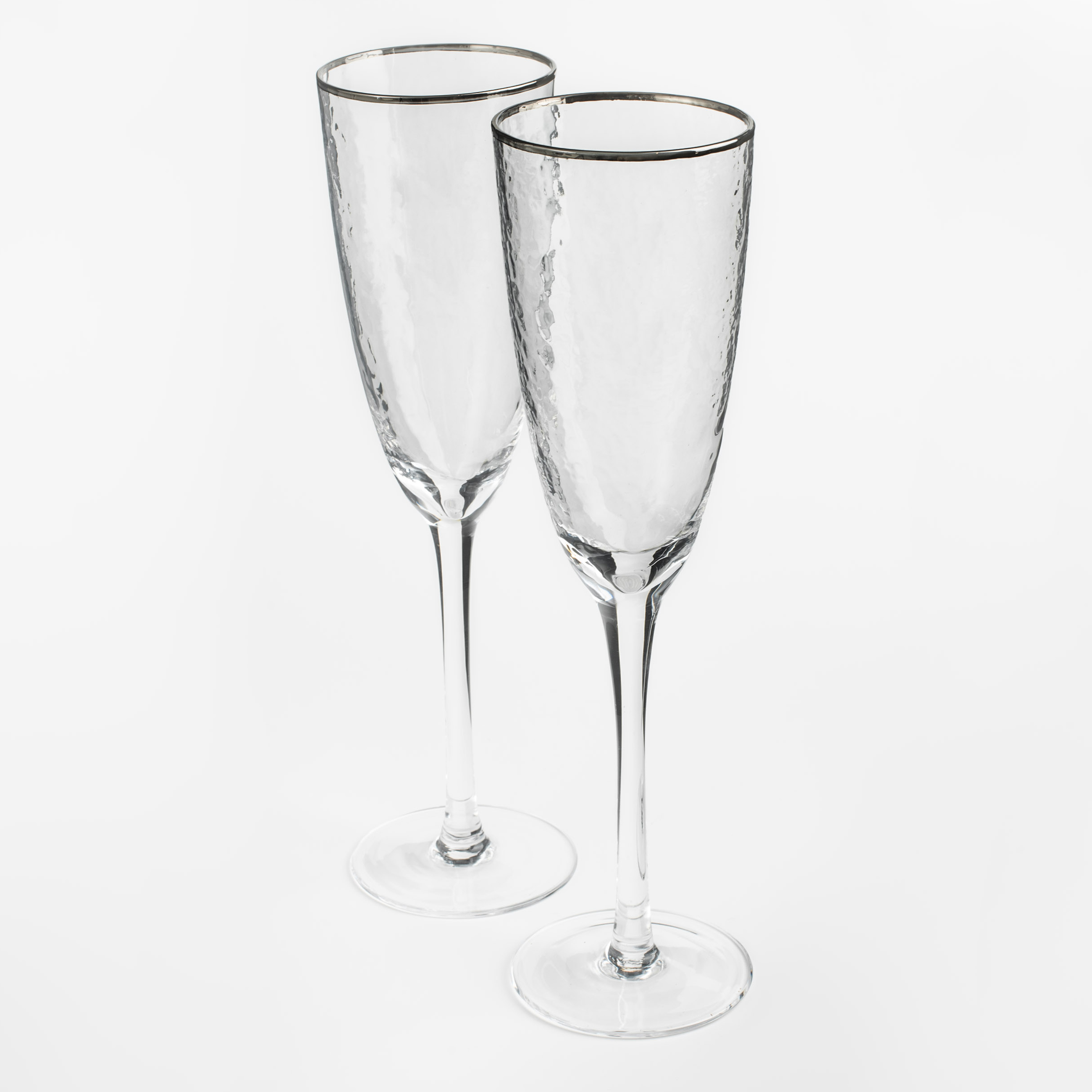 Бокал для шампанского, 275 мл, 2 шт, стекло, с серебристым кантом, Ripply silver изображение № 3