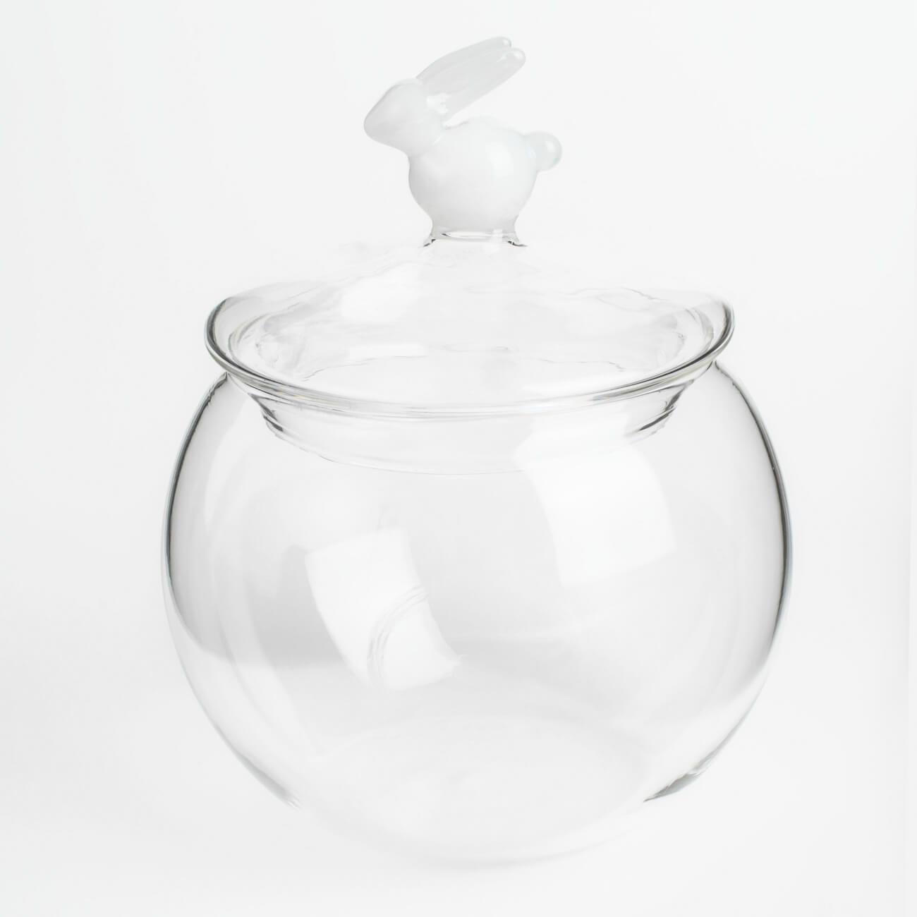 

Конфетница, 10х14 см, 400 мл, с крышкой, стекло, Белый кролик, Clear figure