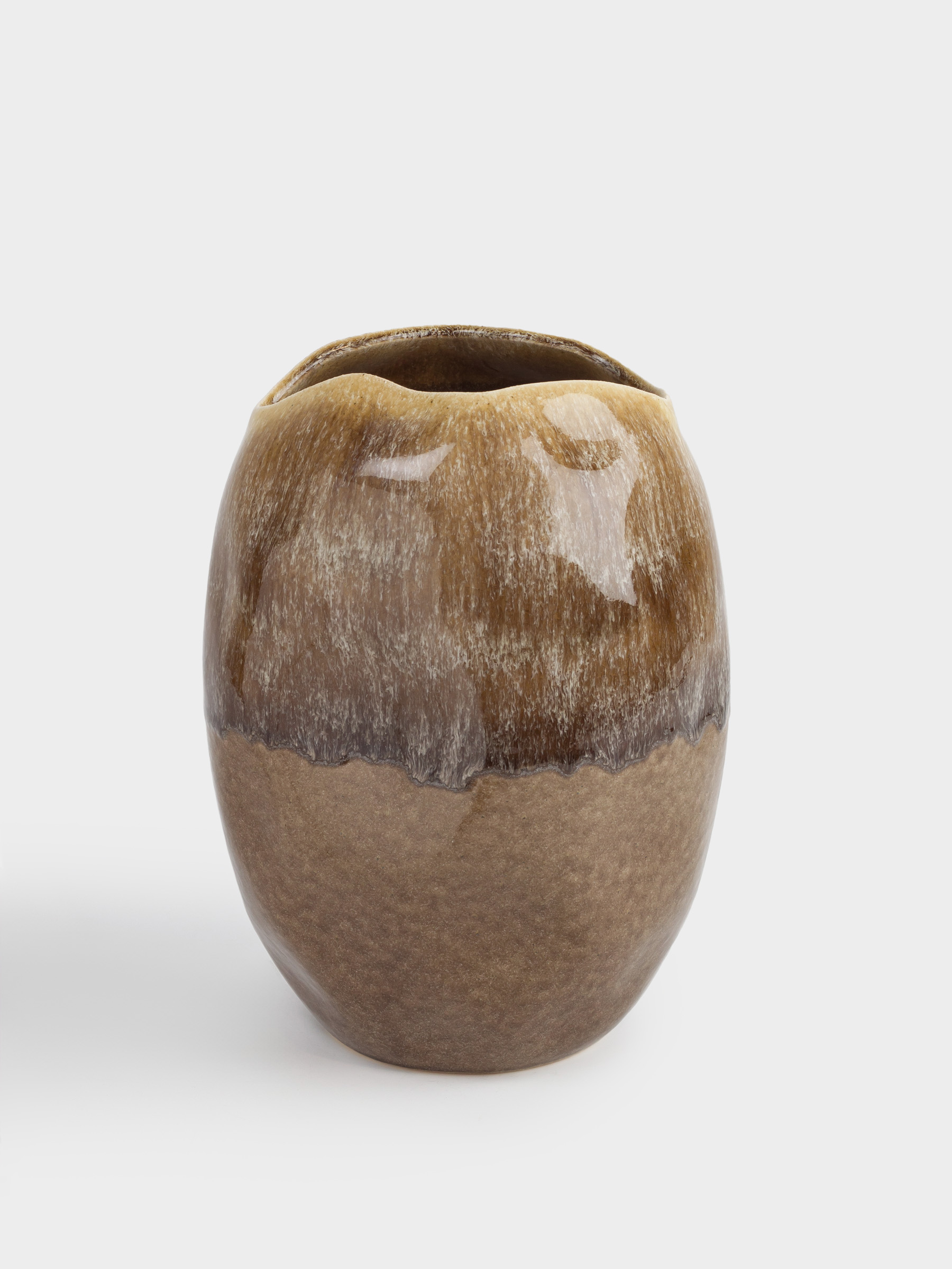 Ваза для цветов, 29 см, керамика, коричневая, Неровный край, Antic, image-0