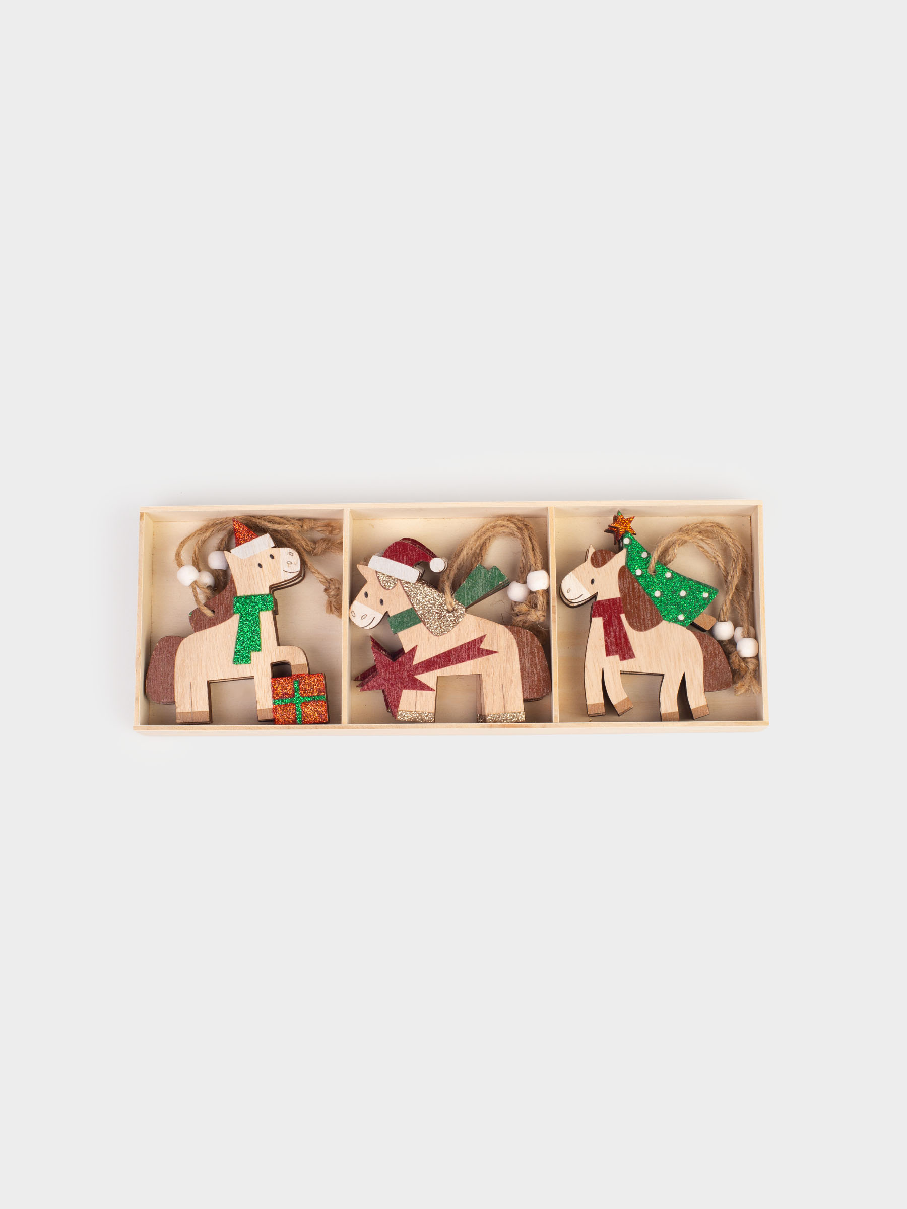 Набор елочных игрушек, 10 см, 9 шт, дерево, Лошадь, Figure wood, image-7