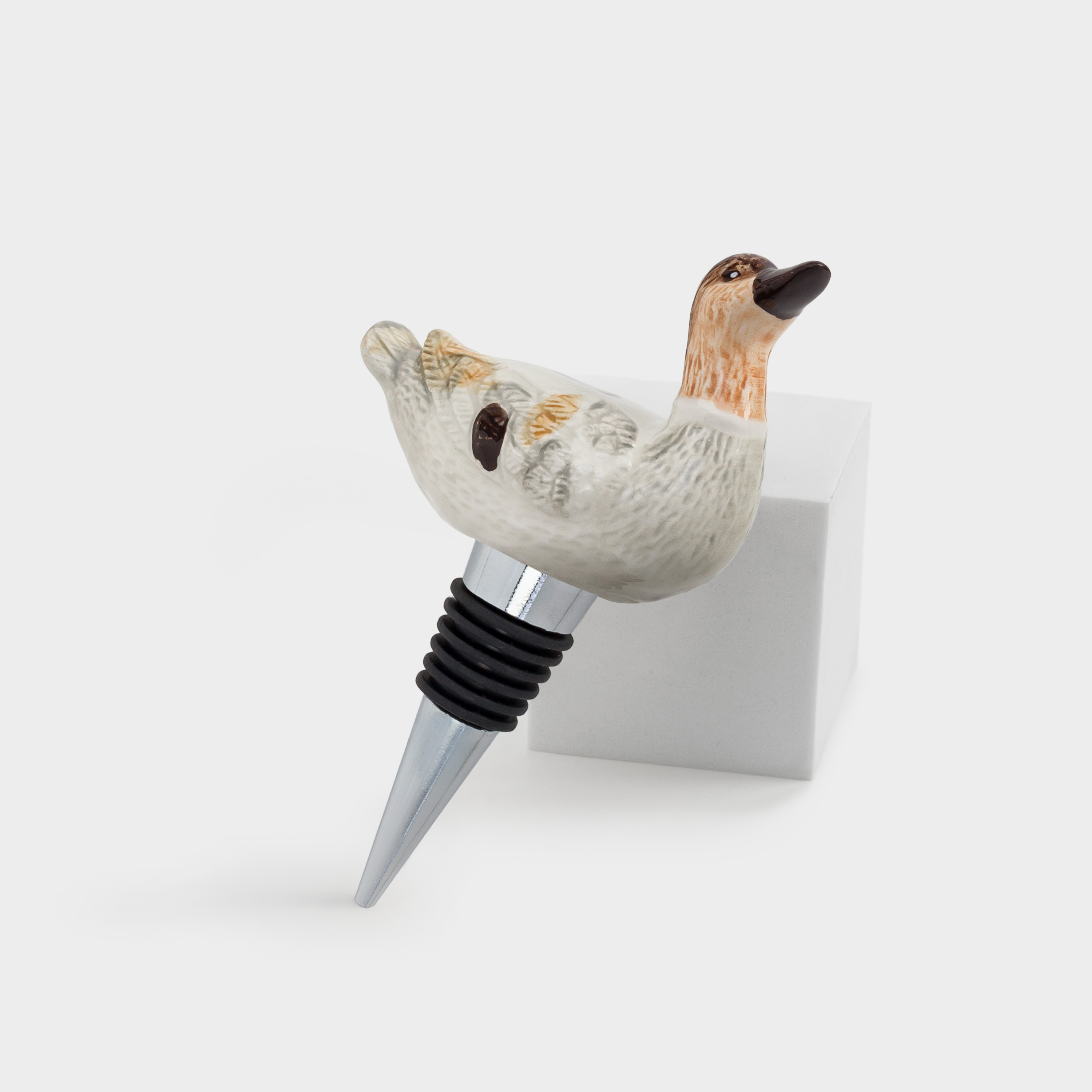 Пробка для винной бутылки, 12 см, металл/керамика, Утенок, Duck, image-1