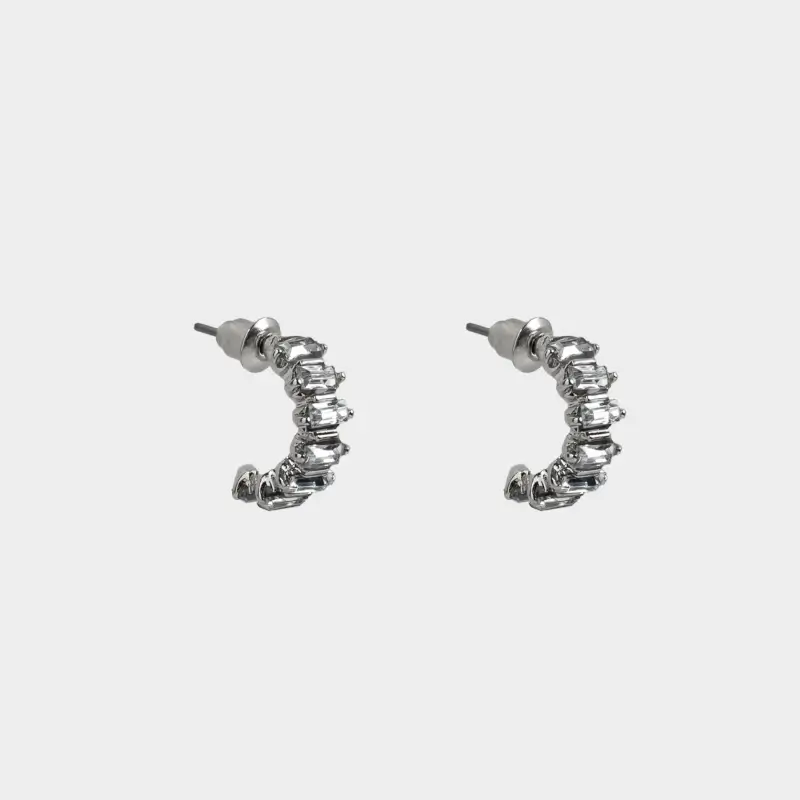 Серьги-пусеты, 1 см, 2 шт, металл/акрил, серебристые, Кристаллы, Jewelry crystal ,image-0