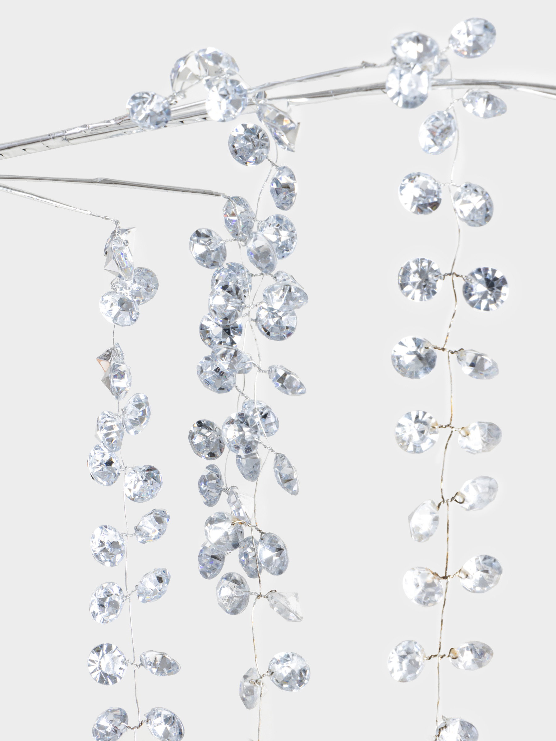 Ветка декоративная, 68 см, пластик/металл, Серебристые кристаллы, Crystal decor, image-2
