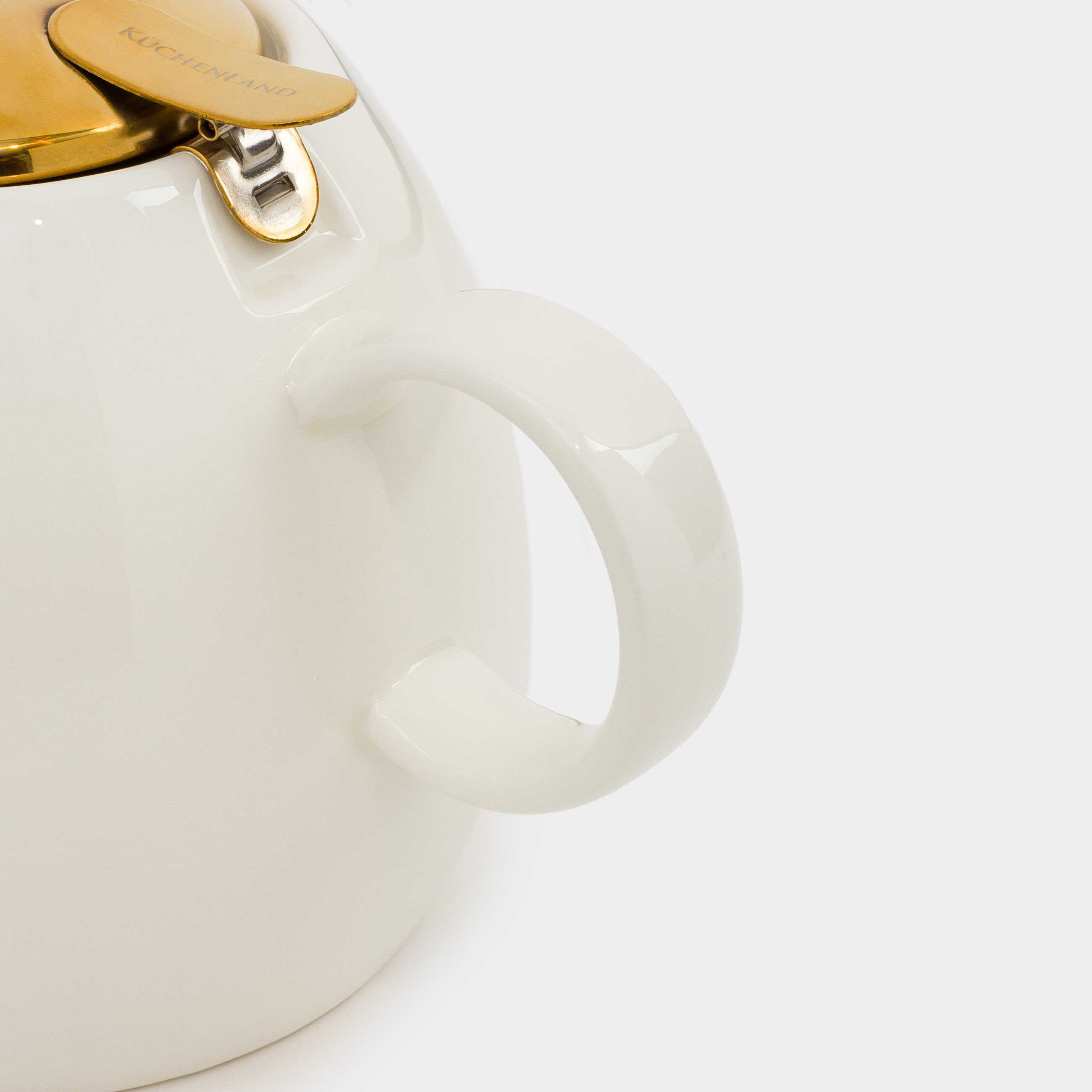 Чайник заварочный, 1 л, керамика/сталь, молочно-золотистый, Цветок, Kettle ceramo, image-6