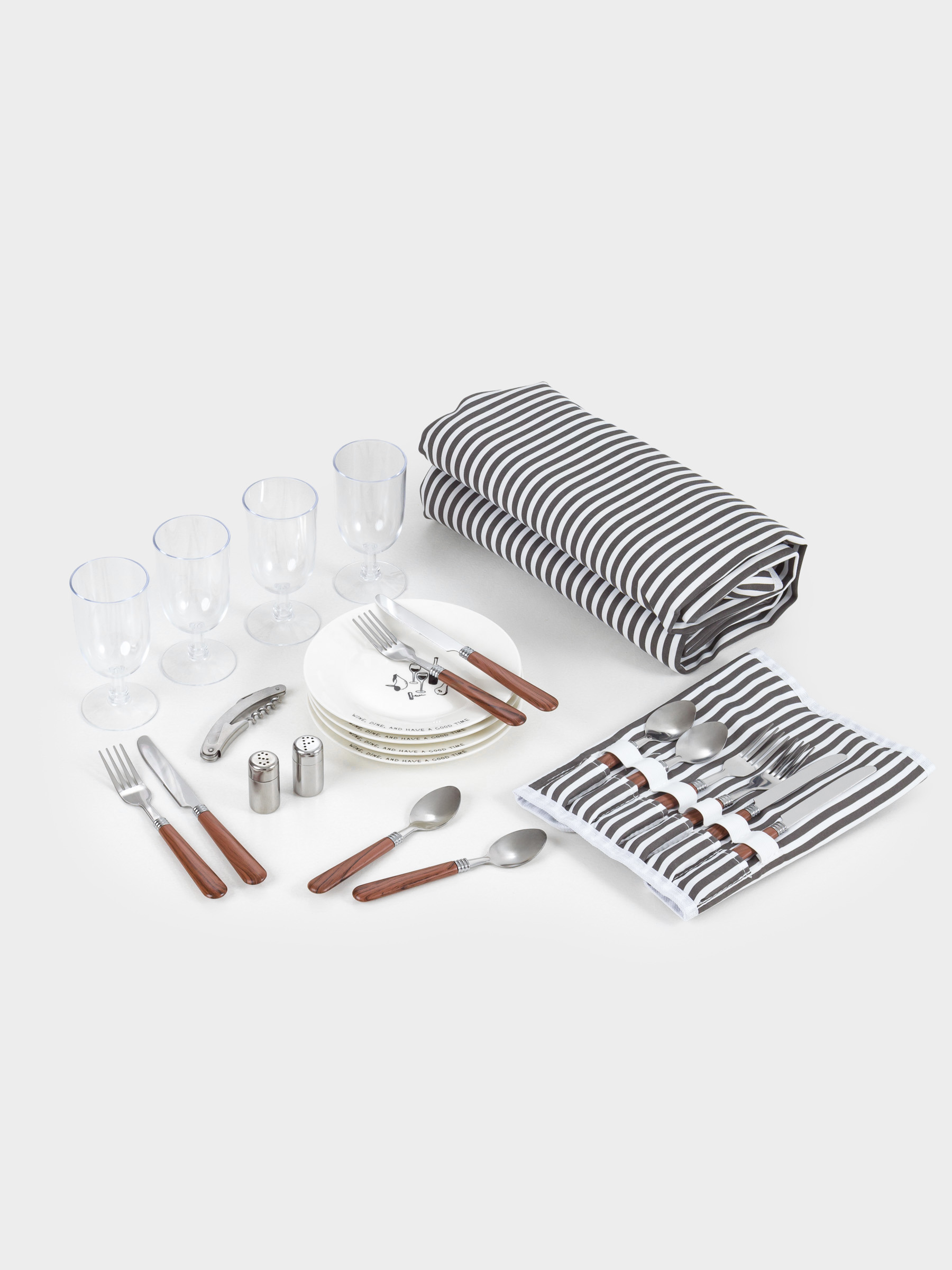 Корзина для пикника, 42х30 см, 4 перс, 25 пр, с пледом, лоза, овальная, коричневая, Picnic, image-8