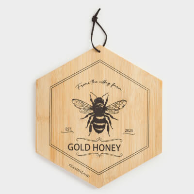 Доска разделочная, 25x22 см, бамбук, шестиугольная, Пчела, Honey