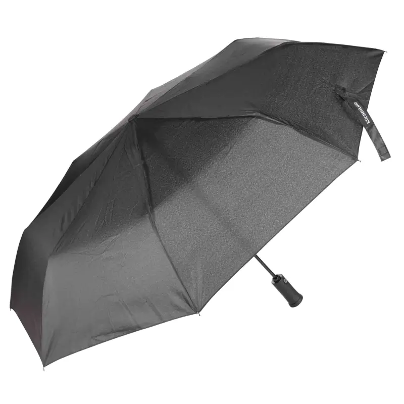 Зонт, 59 см, складной, автоматический, с фонариком, эпонж, черный, Ray light ,image-0