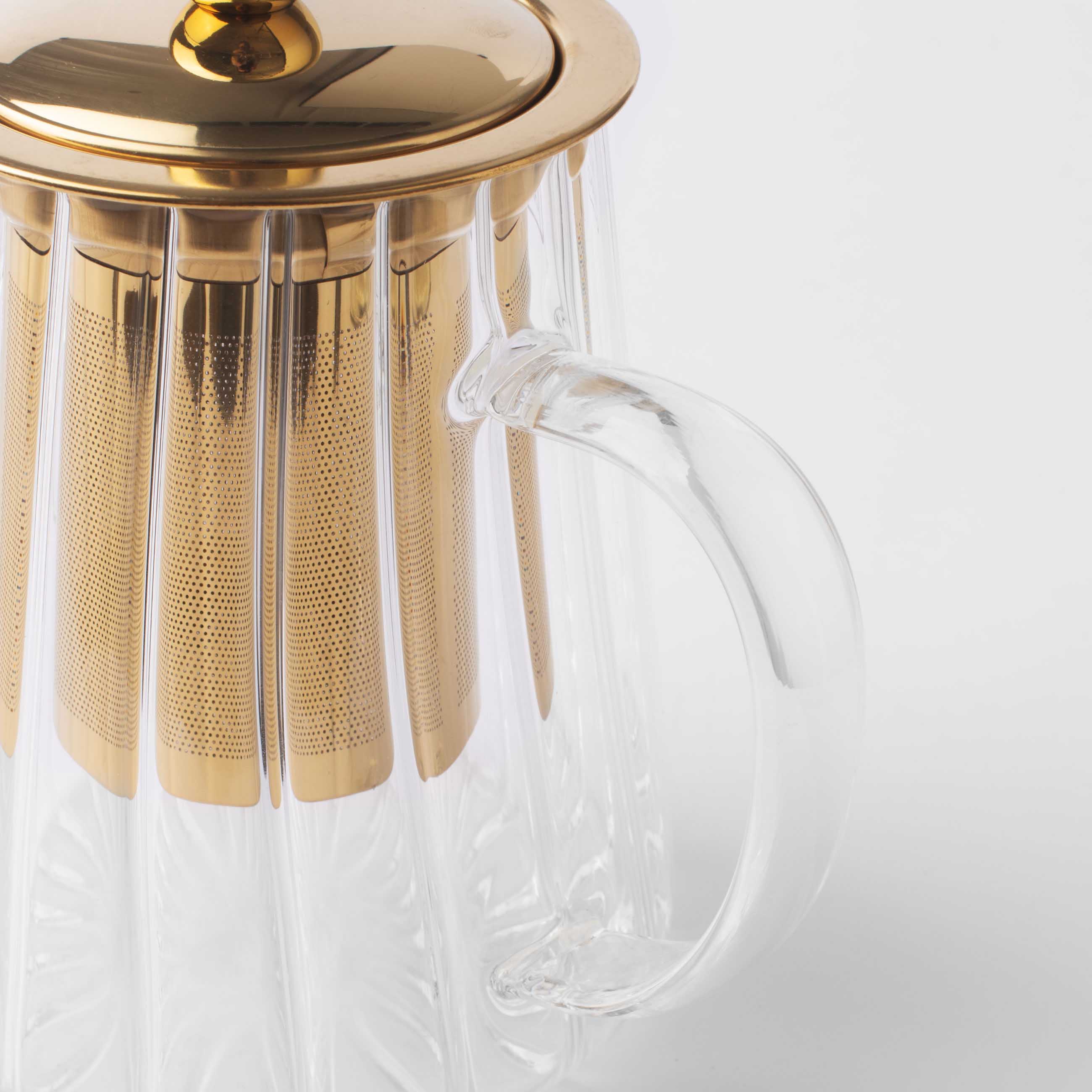 Чайник заварочный, 600 мл, стекло Б/сталь, золотистый, Camellia gold изображение № 5