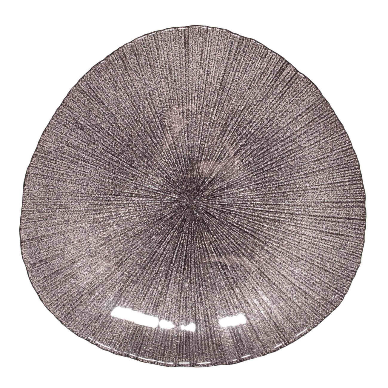 Тарелка обеденная, 28 см, стекло, серо-серебристая, Angle
