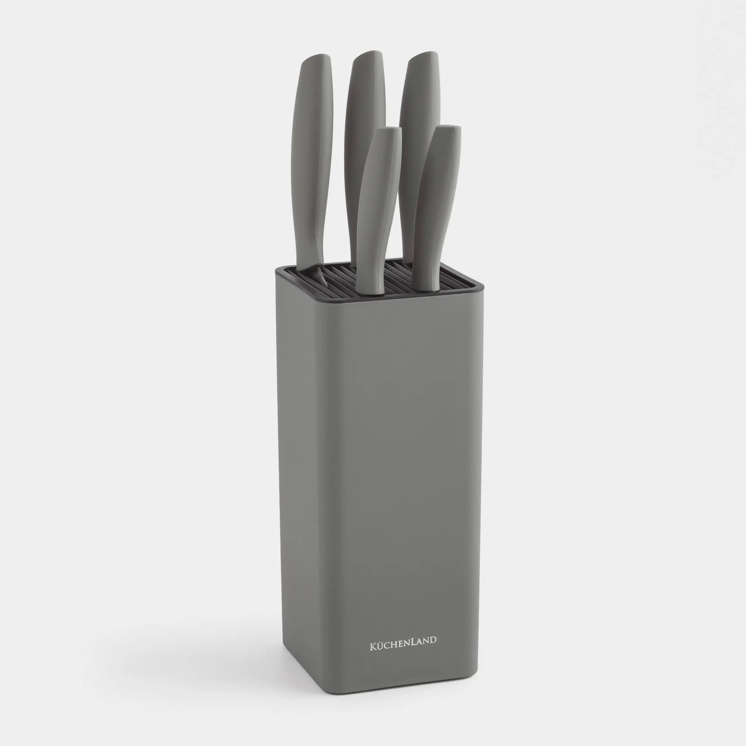 Набор ножей, 5 пр, в подставке, сталь/пластик, серый, Grey steel