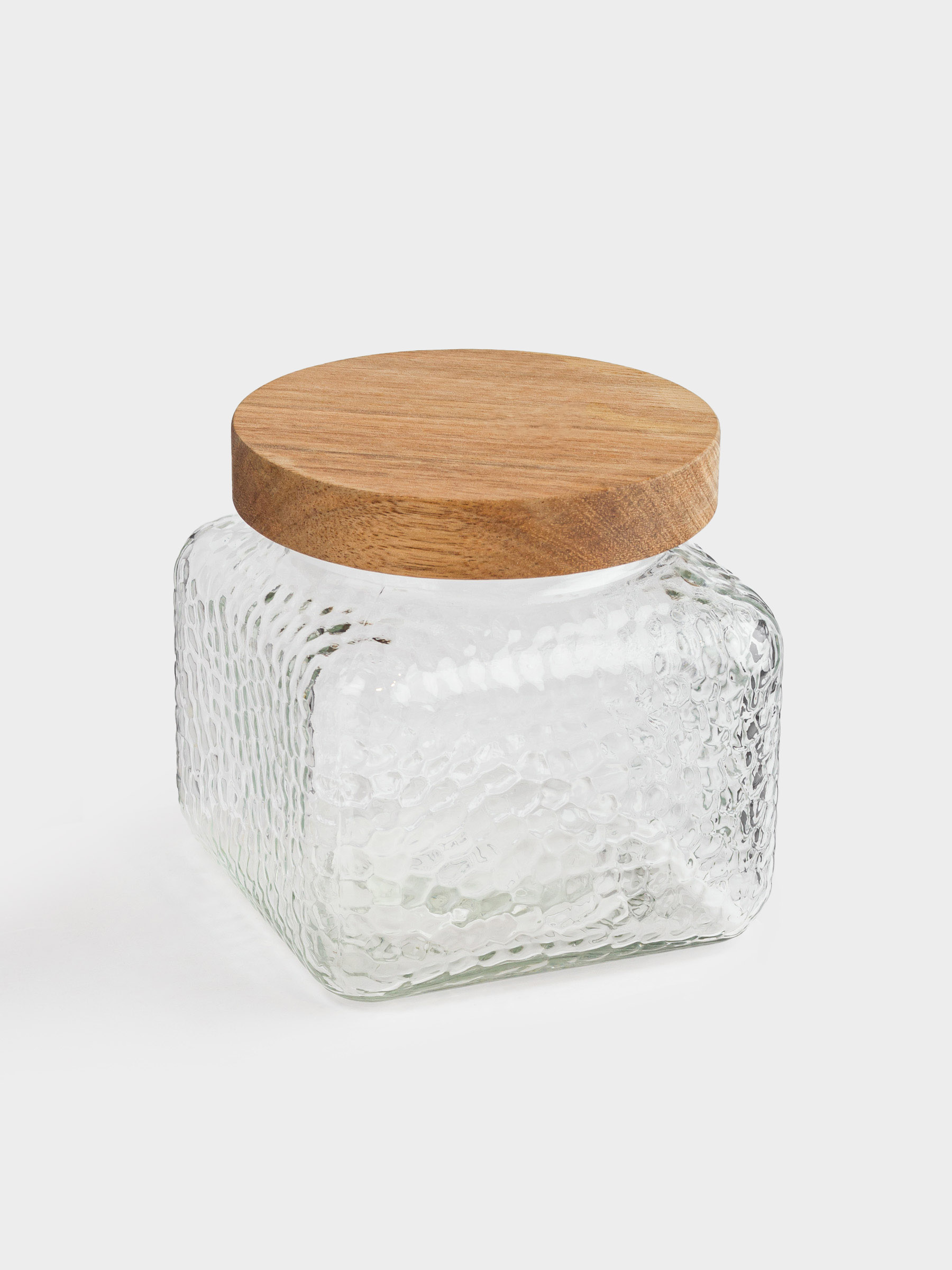 Банка для сыпучих продуктов, 1,2 л, стекло/дерево, Ripply wood, image-1