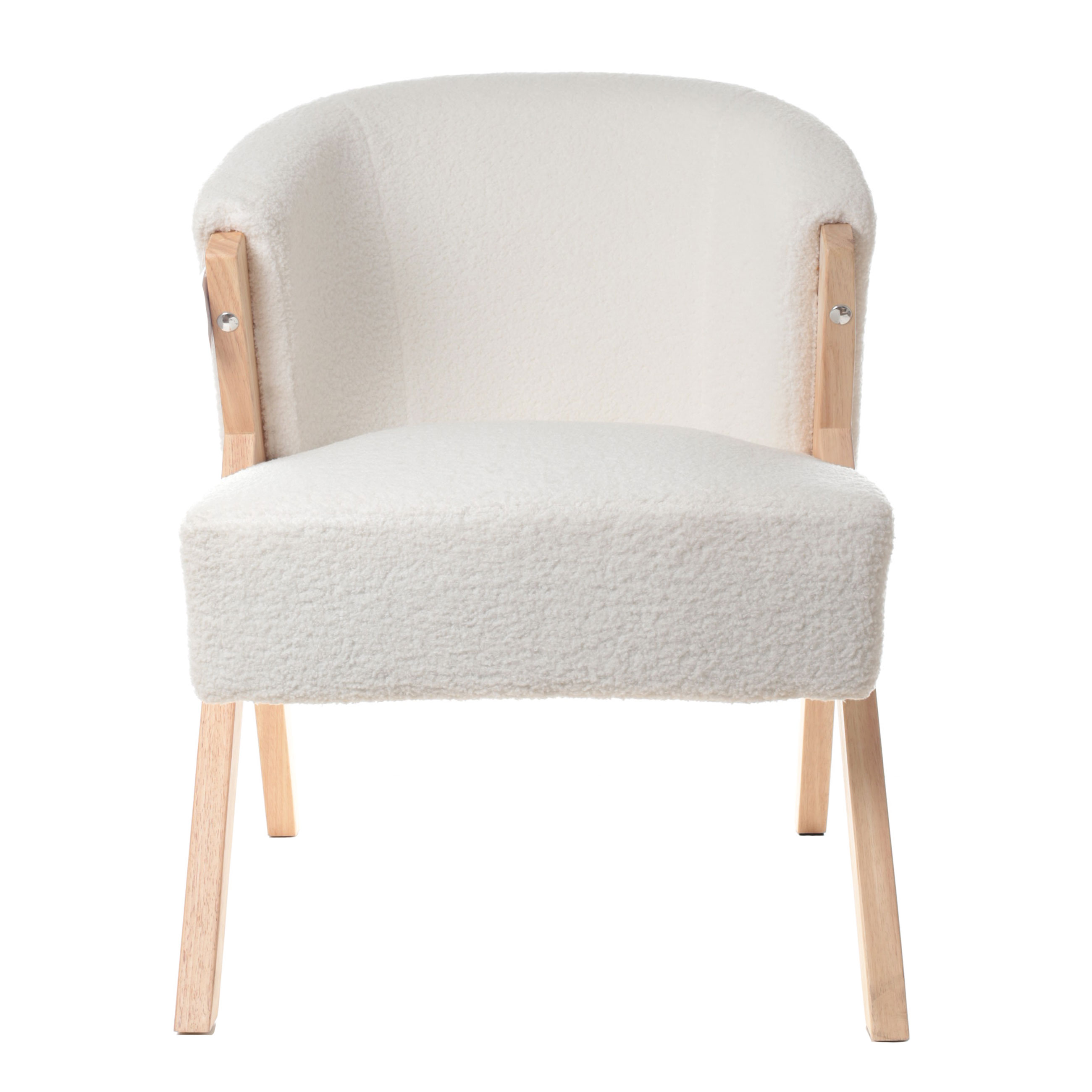 Кресло, 81 см, с подлокотниками, букле/дерево, молочное, Boucle изображение № 2